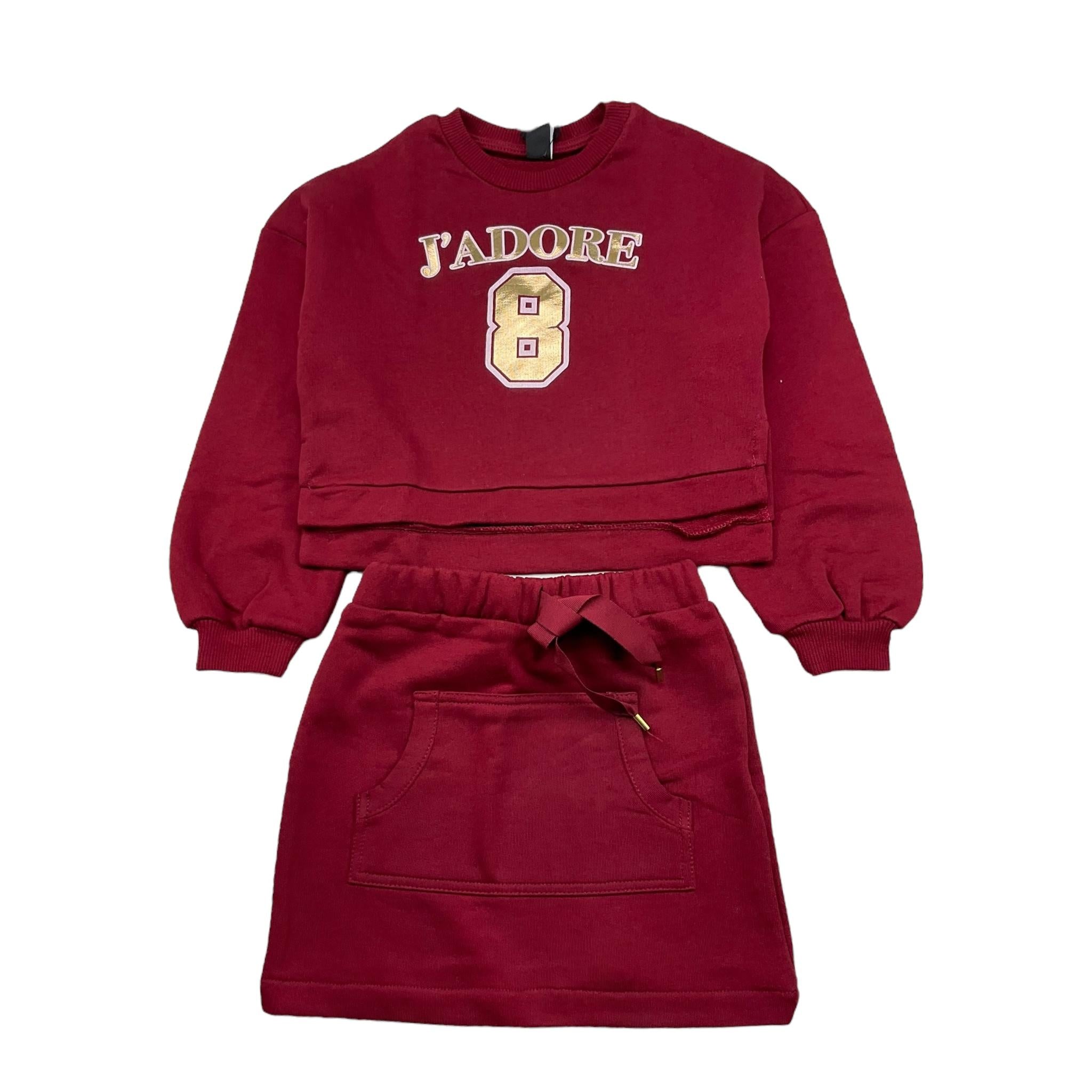 NAICE gompleto 2pz felpa-gonna tinta unita  Bordeaux per Bambina 24215 BORDEAUX NAICE