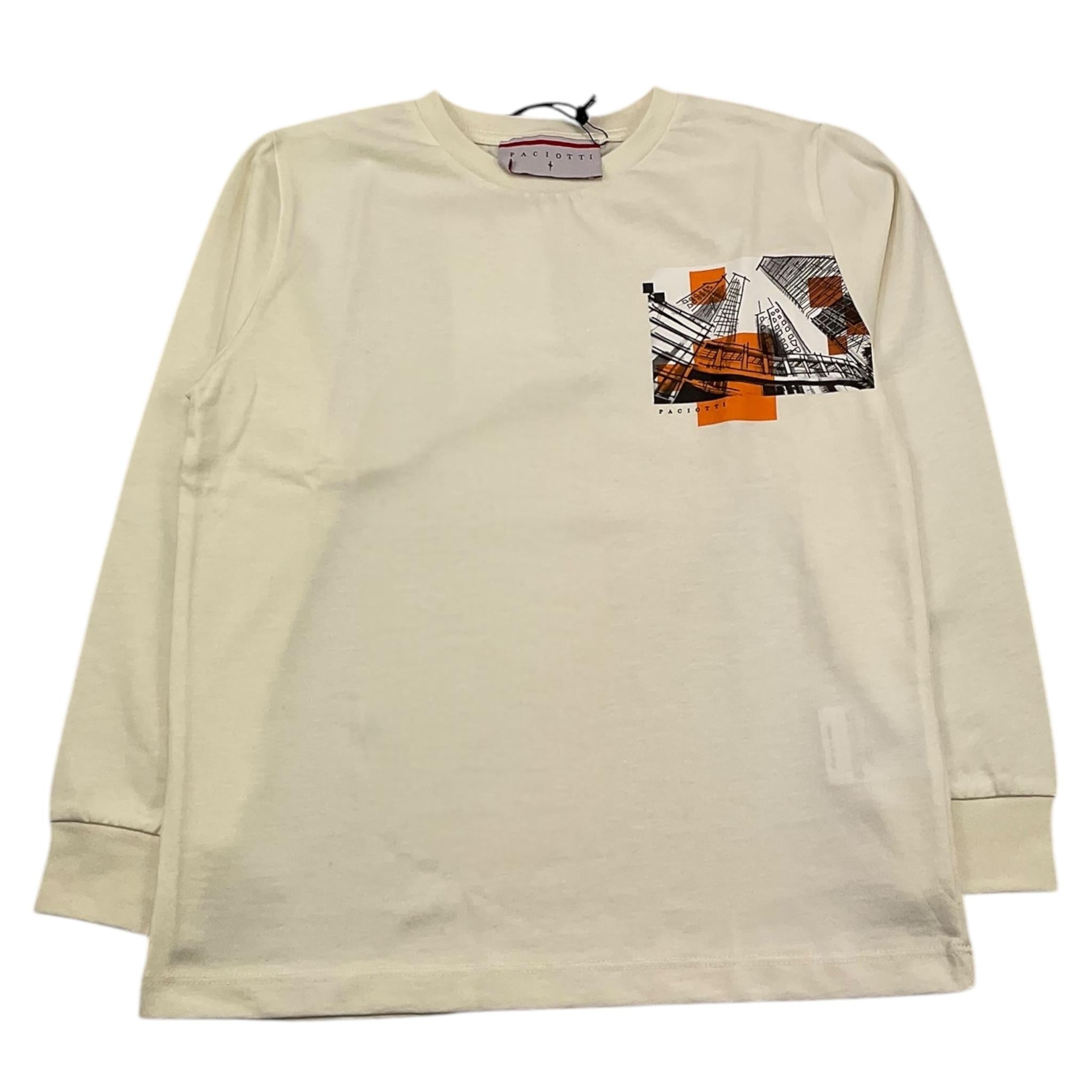 CESARE PACIOTTI shirt girocollo tinta unita con stampa Panna per Bambino TSP5368BJ PANNA CESARE PACIOTTI
