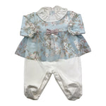 BARCELLINO tutina tinta unita con fantasia Azzurro per Neonata 116101 AZZURRO BARCELLINO