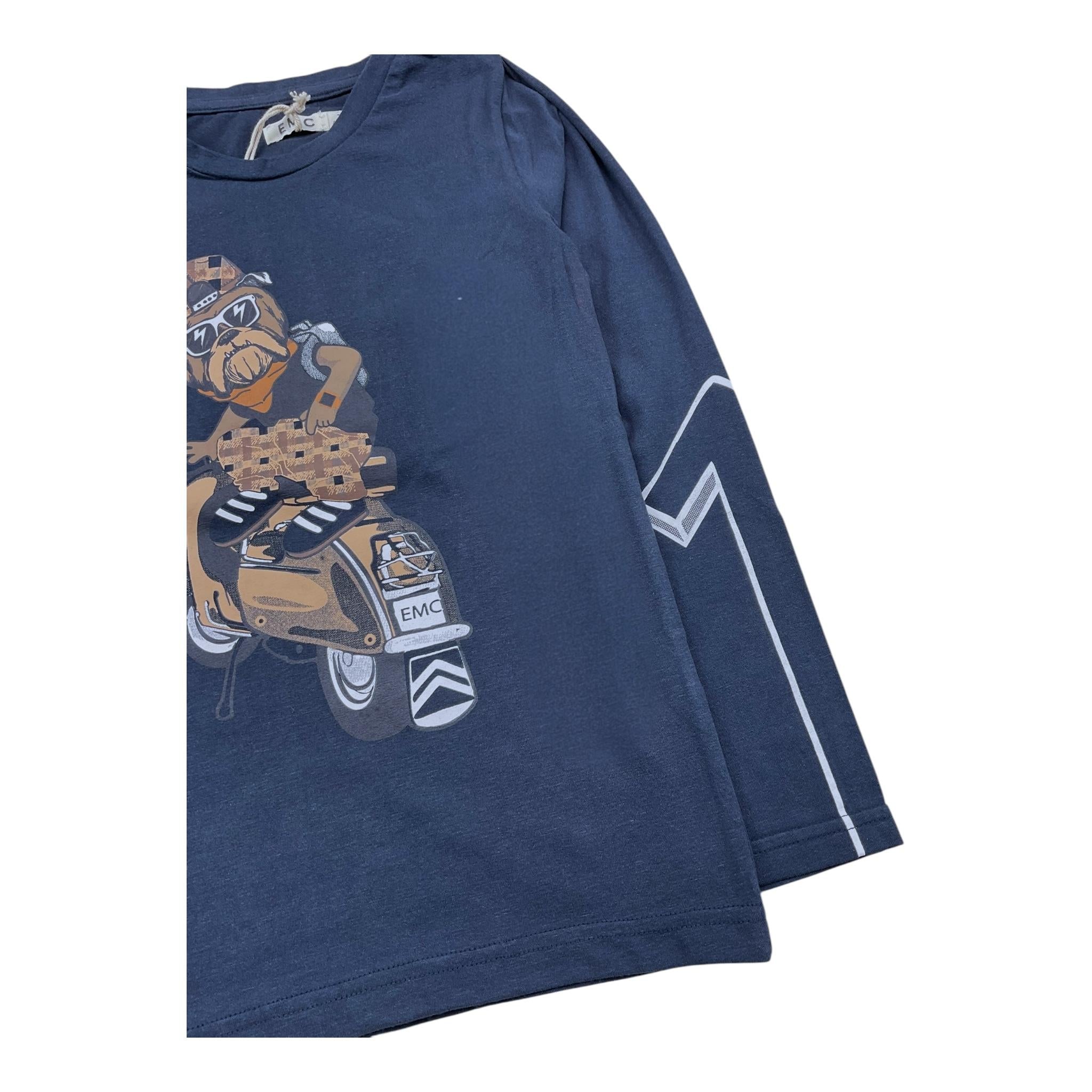 EMC shirt girocollo tinta unita con stampa in contrasto Blu per Bambino BX2308 BLU EMC