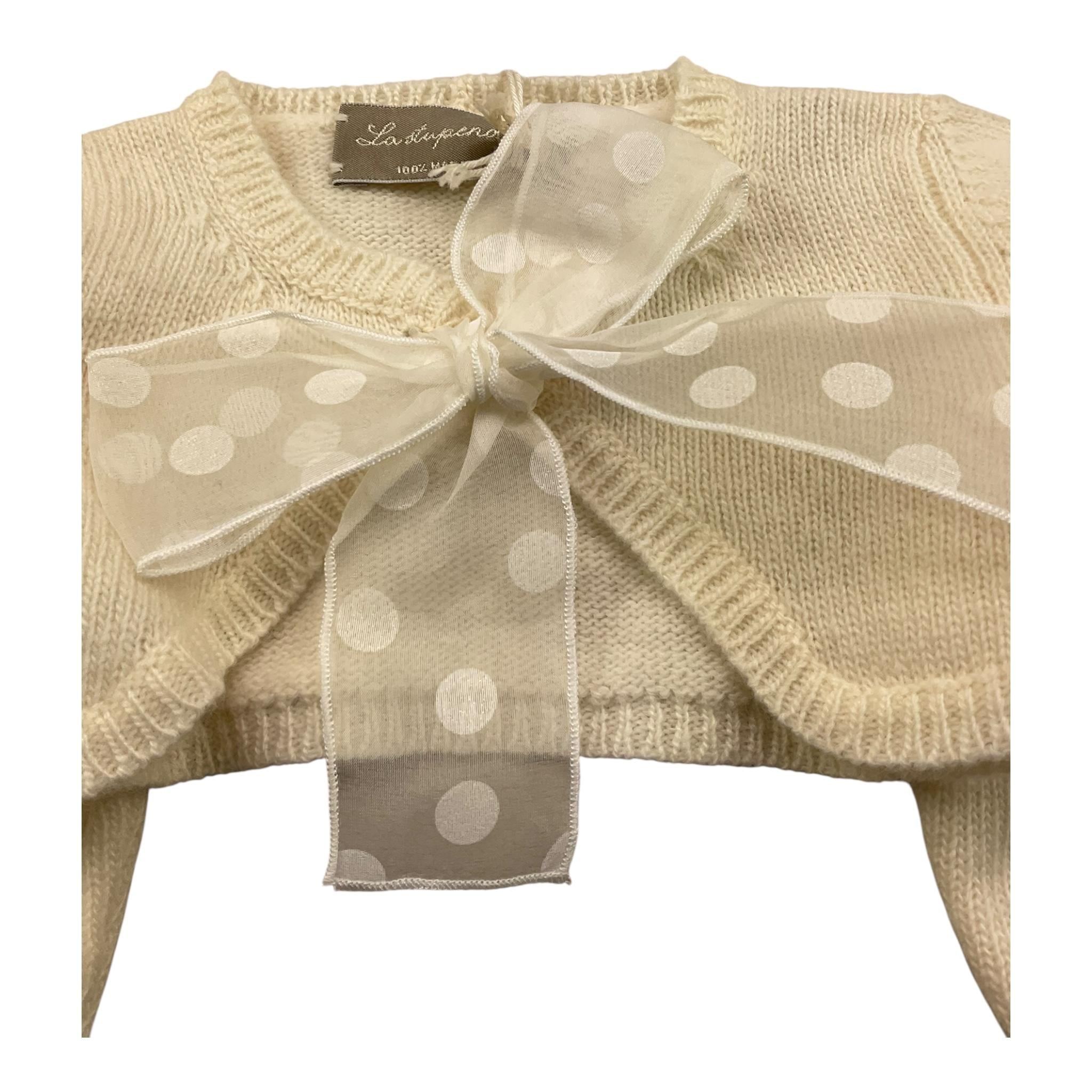 LA STUPENDERIA coprispalle tinta uita con fiocco Panna per Neonata VCSC02 PANNA LA STUPENDERIA