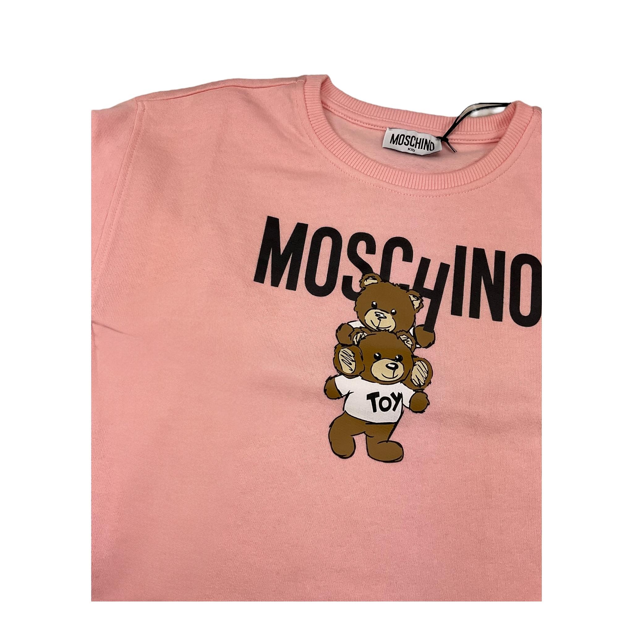 MOSCHINO abito felpa manica lunga girocollo tinta unita con stampa logo Rosa per Bambina HDV0FE ROSA MOSCHINO