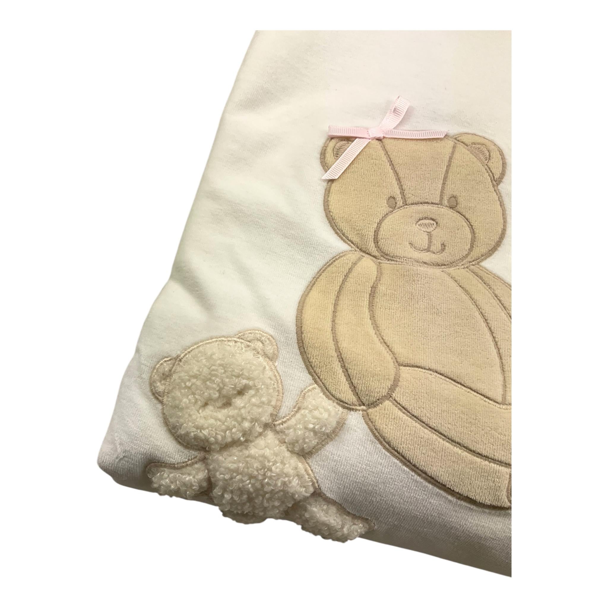 LE BEBE' coperta tinta unita con ricami in ciniglia Bianco per Neonata LBG6167 BIANCO LE BEBE'