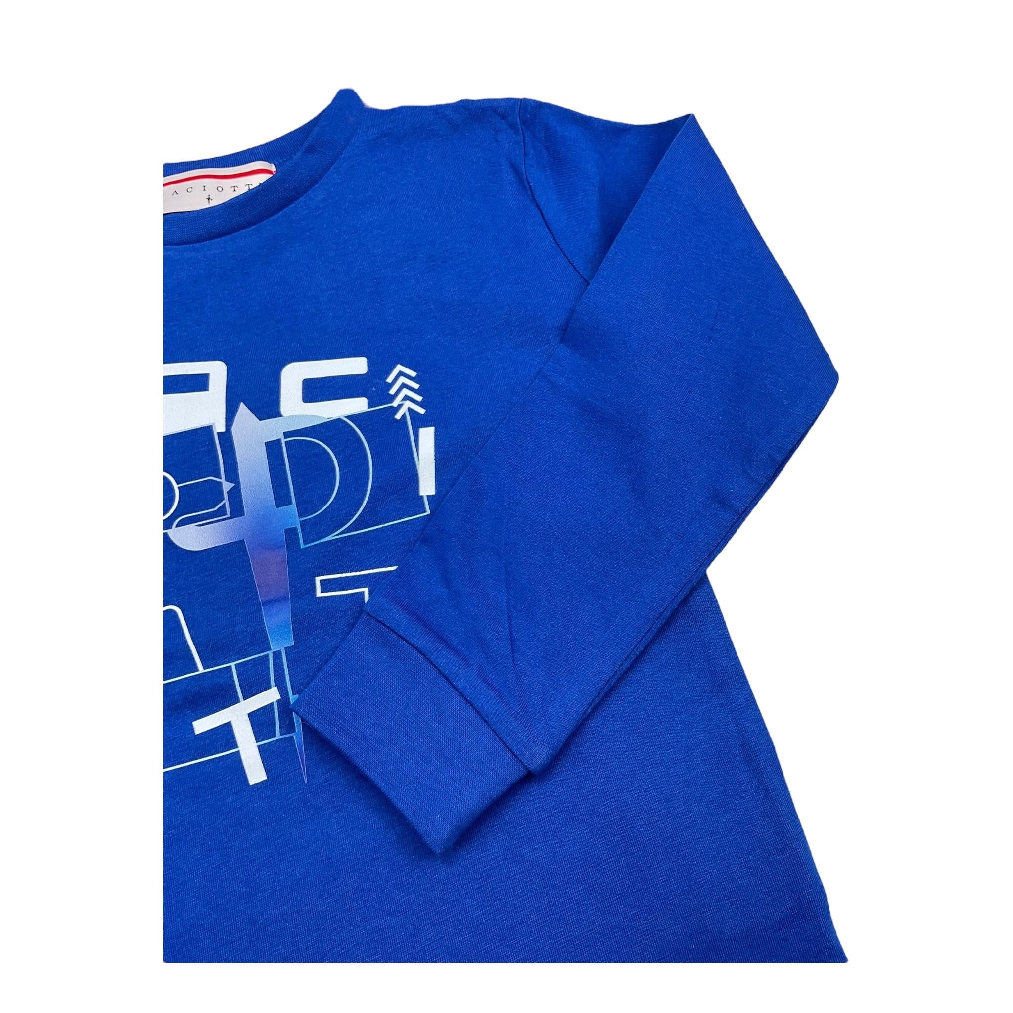 CESARE PACIOTTI shirt girocollo tinta unita con stampa in contrasto Blu per Bambino TSP5315B BLU CESARE PACIOTTI