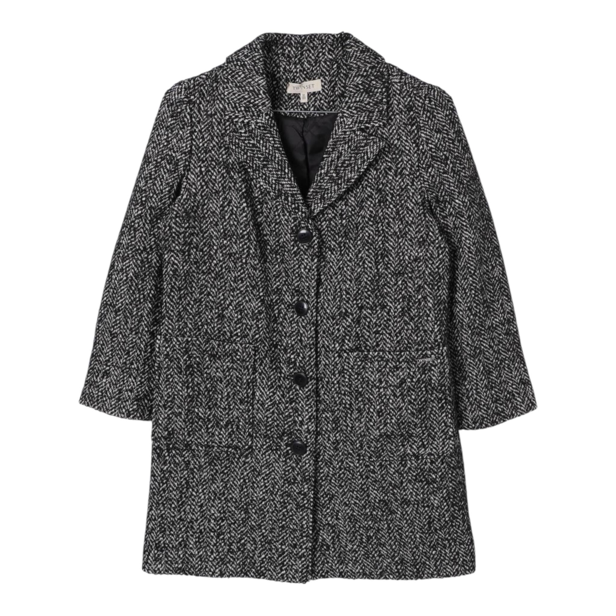 TWINSET cappotto tinta unita con logo Nero per Bambina 242GJ2241 NERO TWINSET