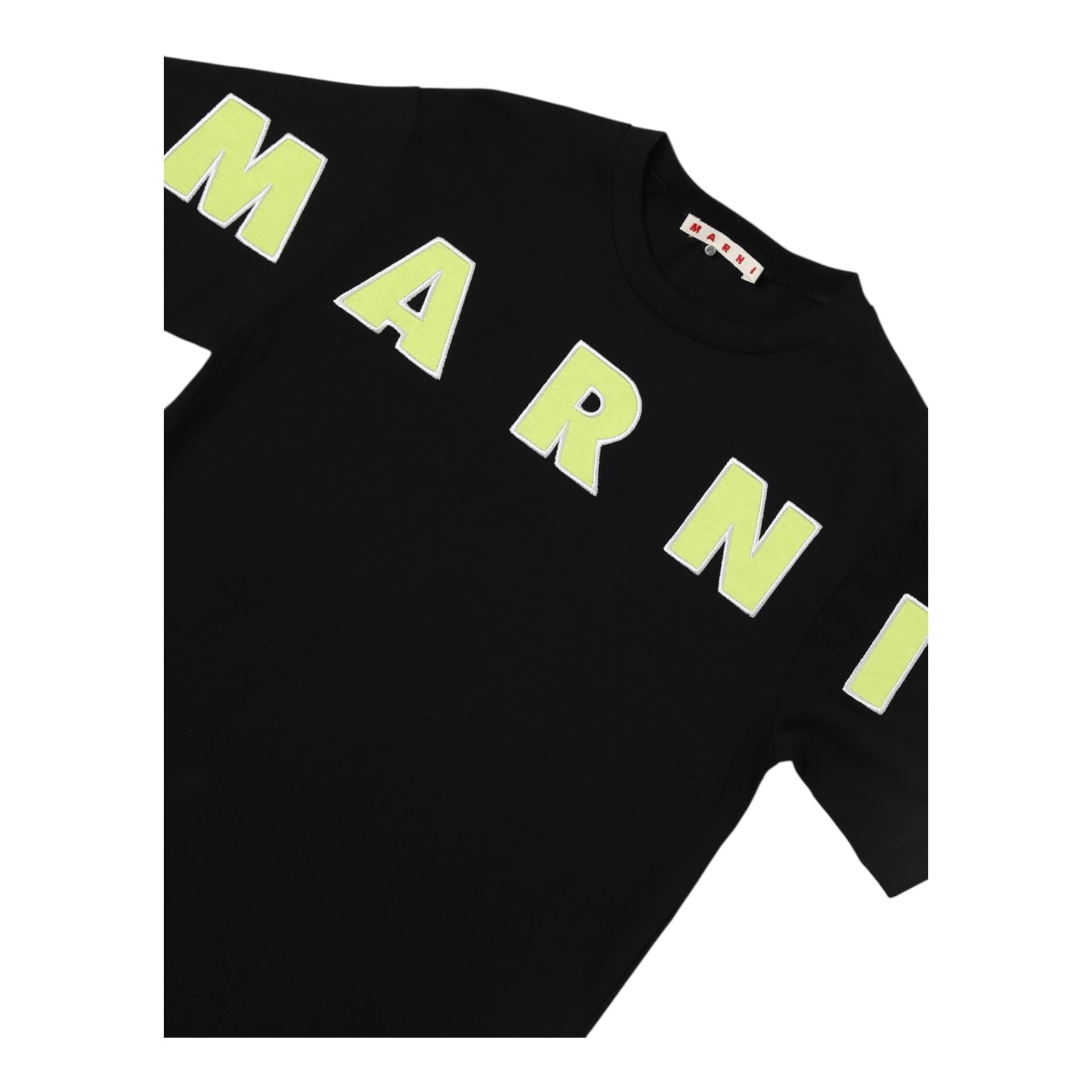 MARNI t-shirt girocollo tinta unita con stampa Nero per Bambino M01265 NERO MARNI