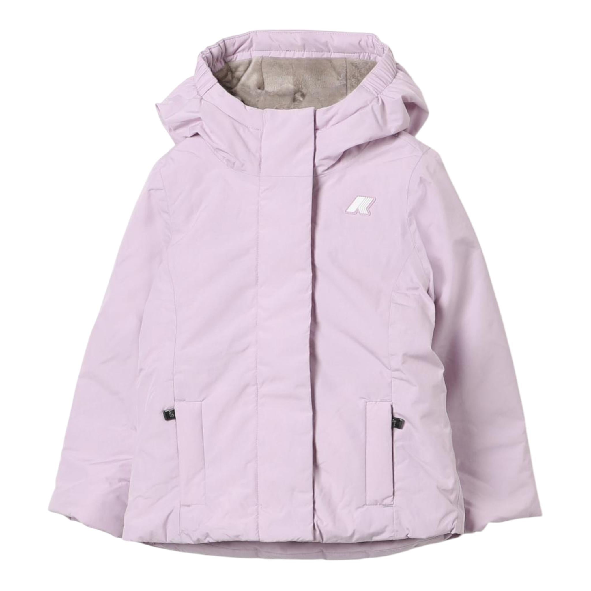 K-WAY giubbino tinta unita con cappuccio Lilla per Bambina K4137WW LILLA K-WAY
