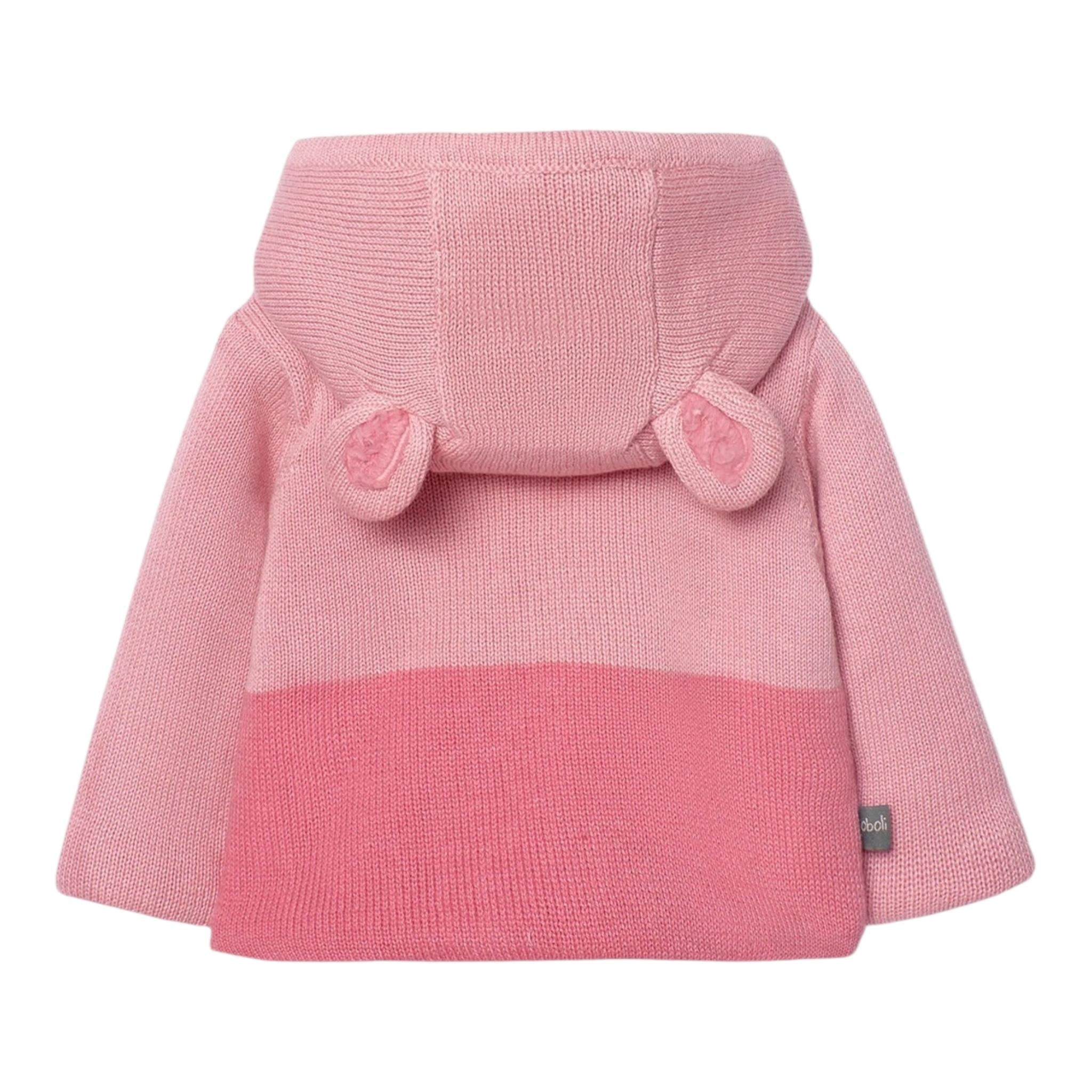 BOBOLI cardigan tinta unita con cappuccio e stampa Rosa per Neonata 109112 ROSA BOBOLI