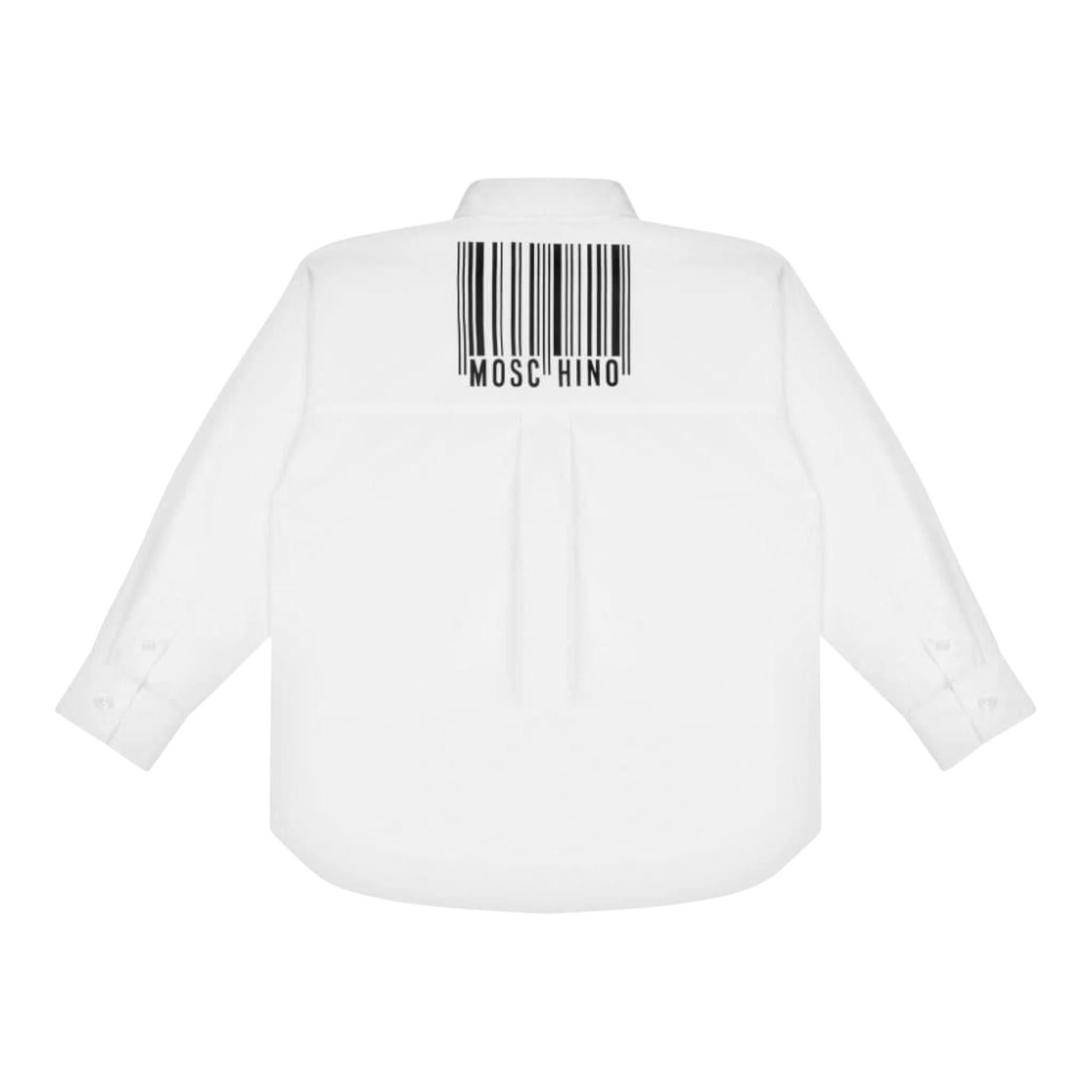MOSCHINO camicia manica lunga tinta unita con stampa logo Bianco per Bambino HDC01XX BIANCO MOSCHINO