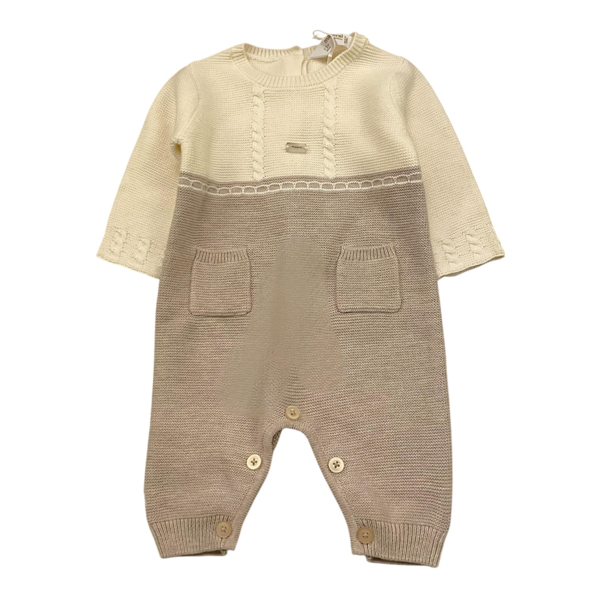 MAYORAL tutina tinta unita con tasche Panna per Neonato 2616 PANNA MAYORAL