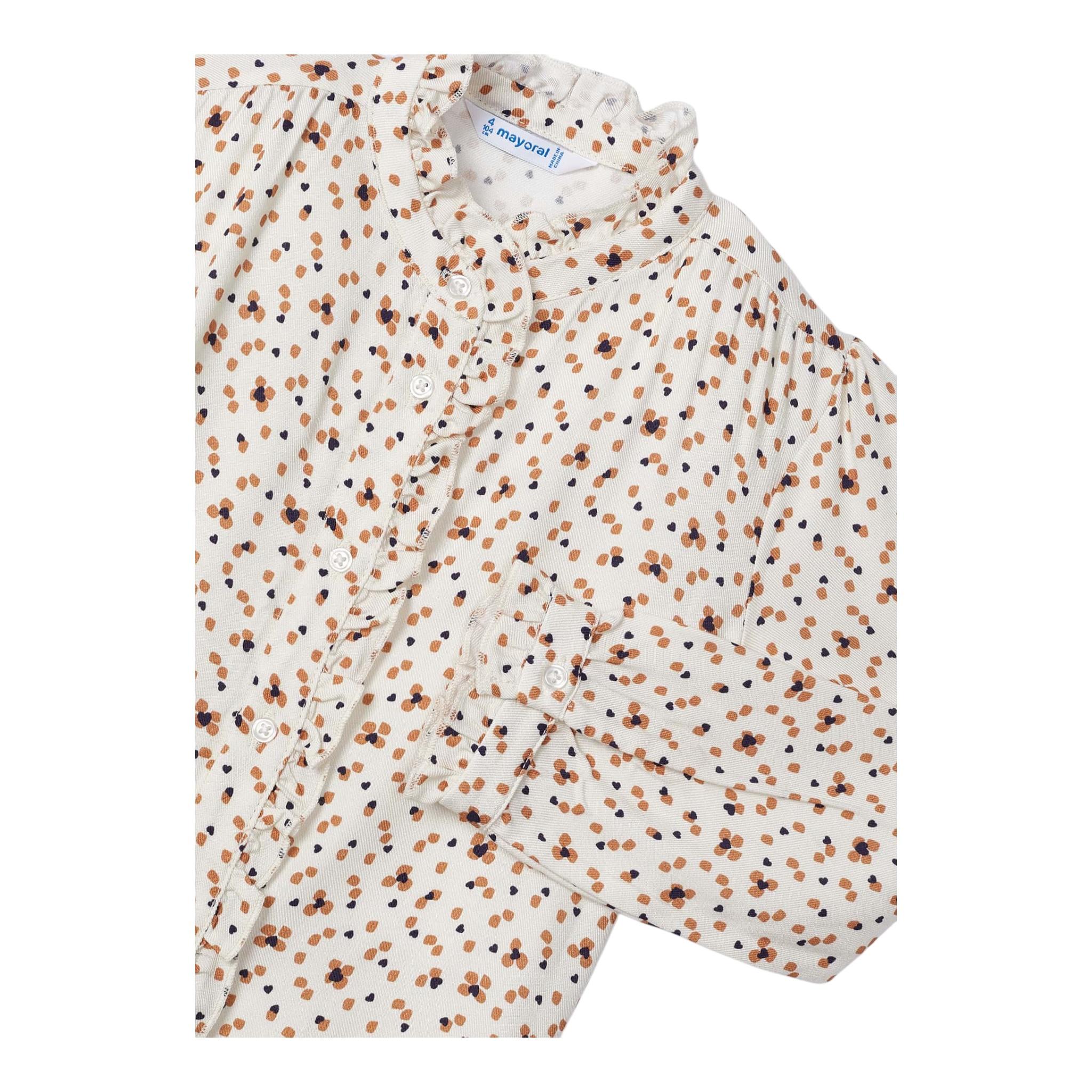 MAYORAL camicia manical unga tinta unita fantasia cuori Panna per Bambina 4117 PANNA MAYORAL