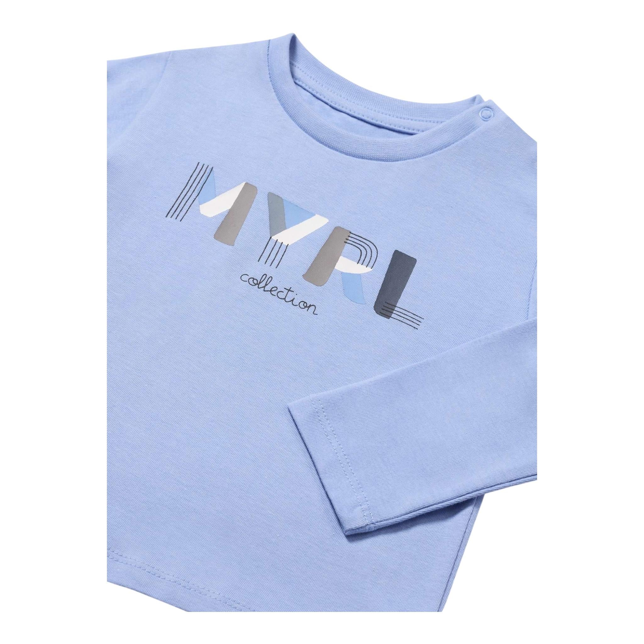 MAYORAL shrit girocollo tinta unita con stampa in contrasto Azzurro per Bambino 108JXX AZZURRO MAYORAL