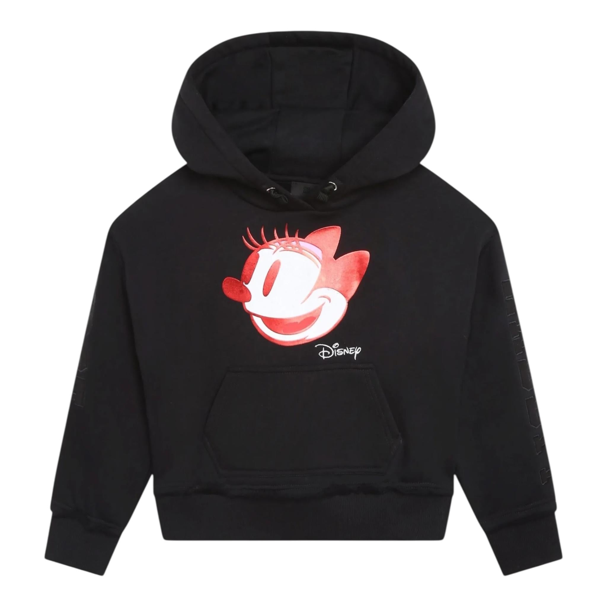 GIVENCHY felpa chiusa con cappuccio tinta unita con topolino Nero per Bambino H15353 NERO GIVENCHY