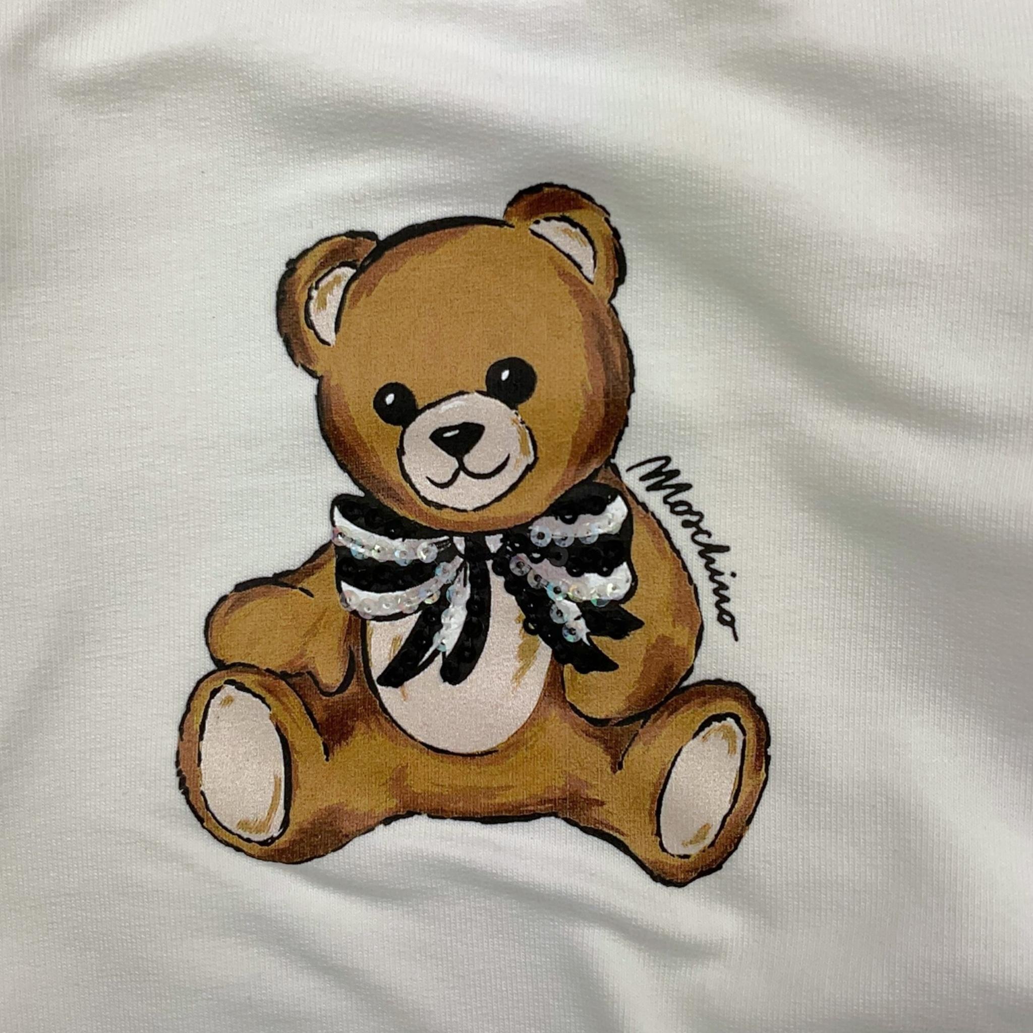 MOSCHINO felpa girocollo tinta unita con stampa Bianco per Neonata MFF02K BIANCO MOSCHINO