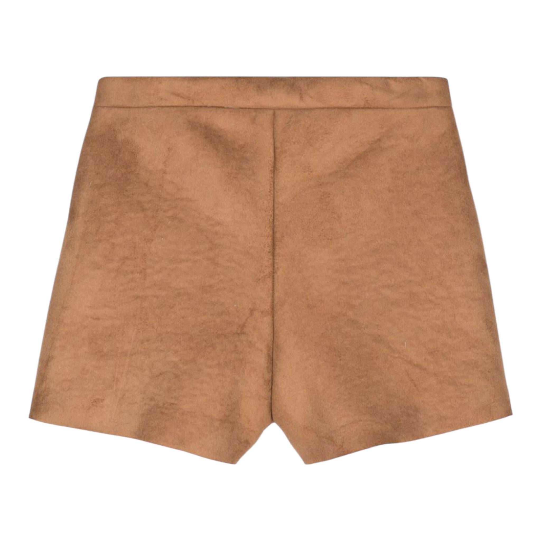 DOU DOU short tinta unita in camoscio Cammello per Bambina DV6A09 CAMMELLO DOU DOU
