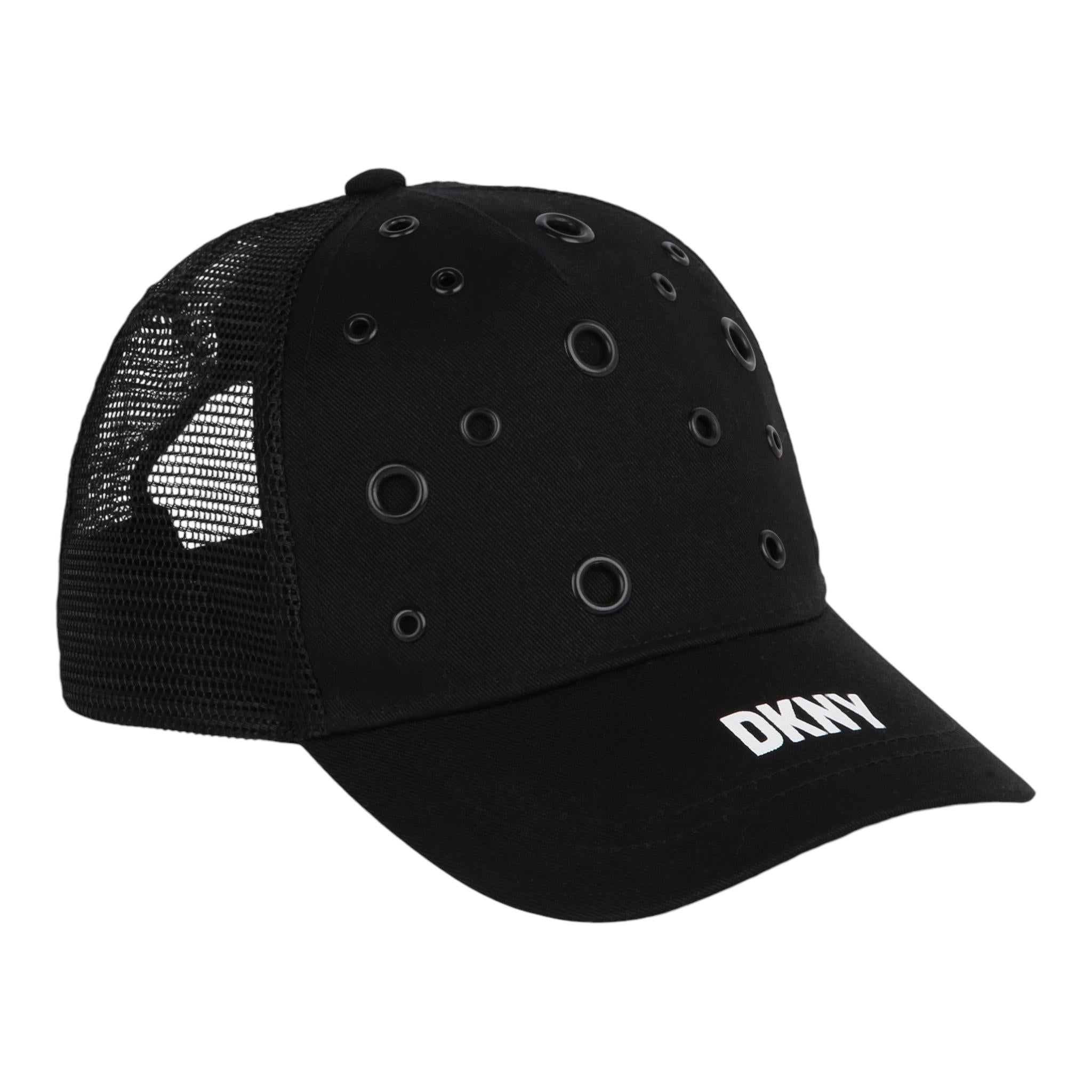 Dkny Berretto Tinta Unita Con Stampa Logo Nero Per Bambino D6015 NERO DKNY