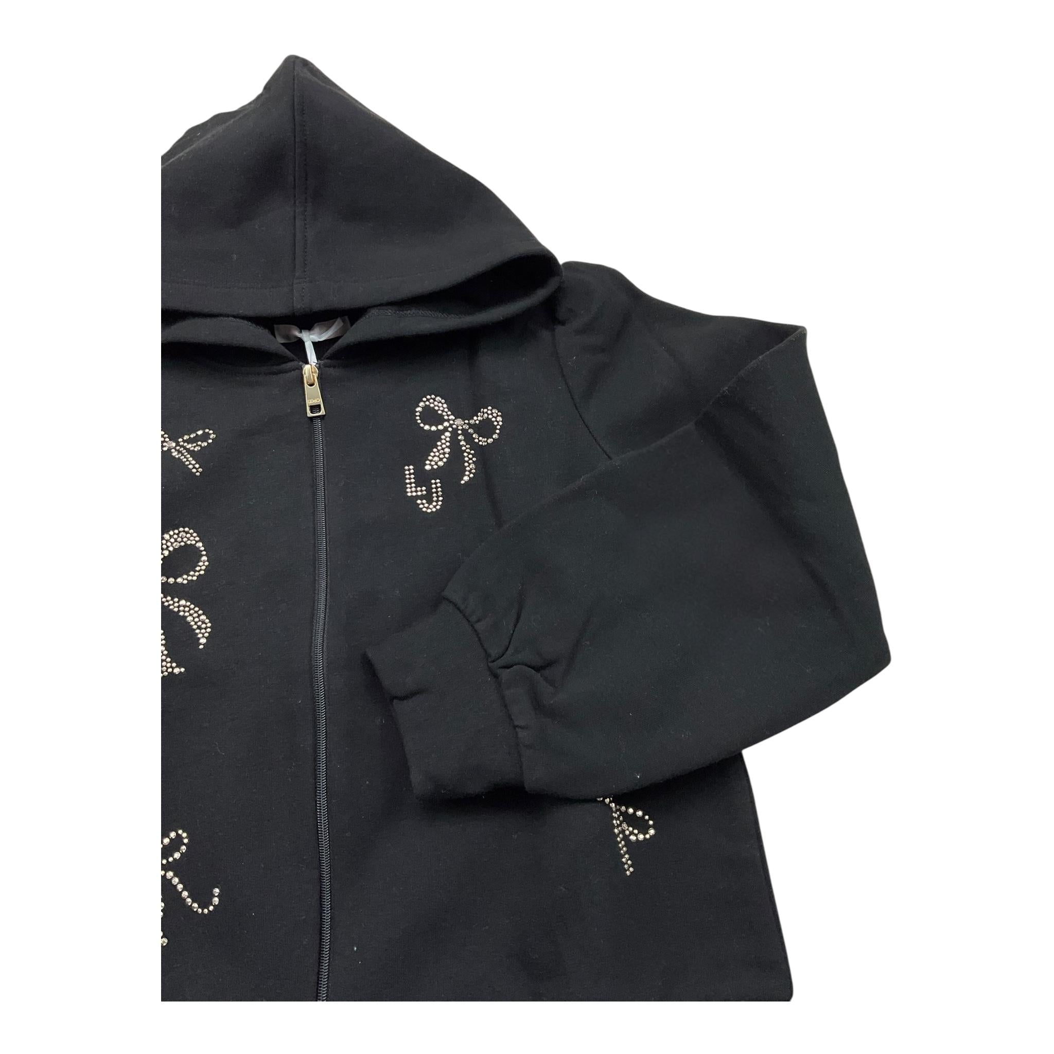 LIU JO felpa con zip e cappuccio tinta unita con brillantini Nero per Neonata KF4109X NERO LIU JO