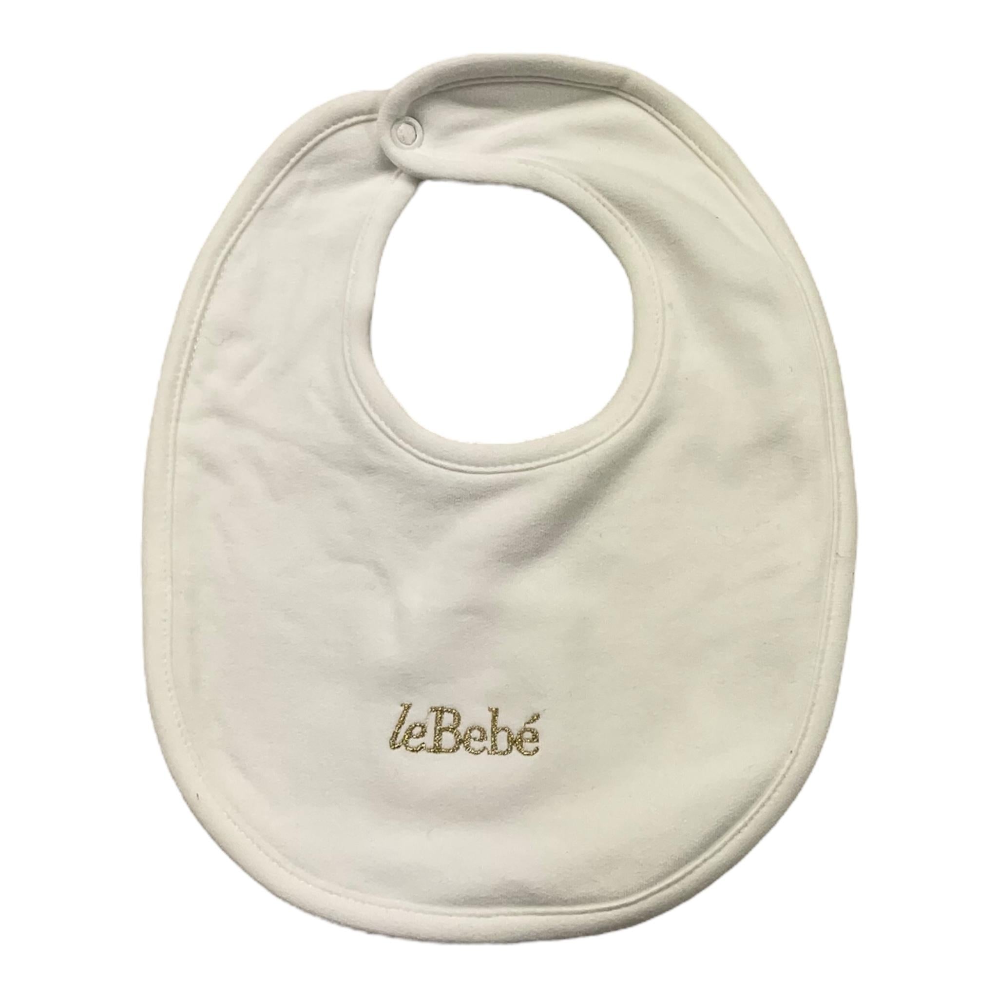 LE BEBE' bavetta tinta unita con logo Bianco per Neonata LBG6028 BIANCO LE BEBE'