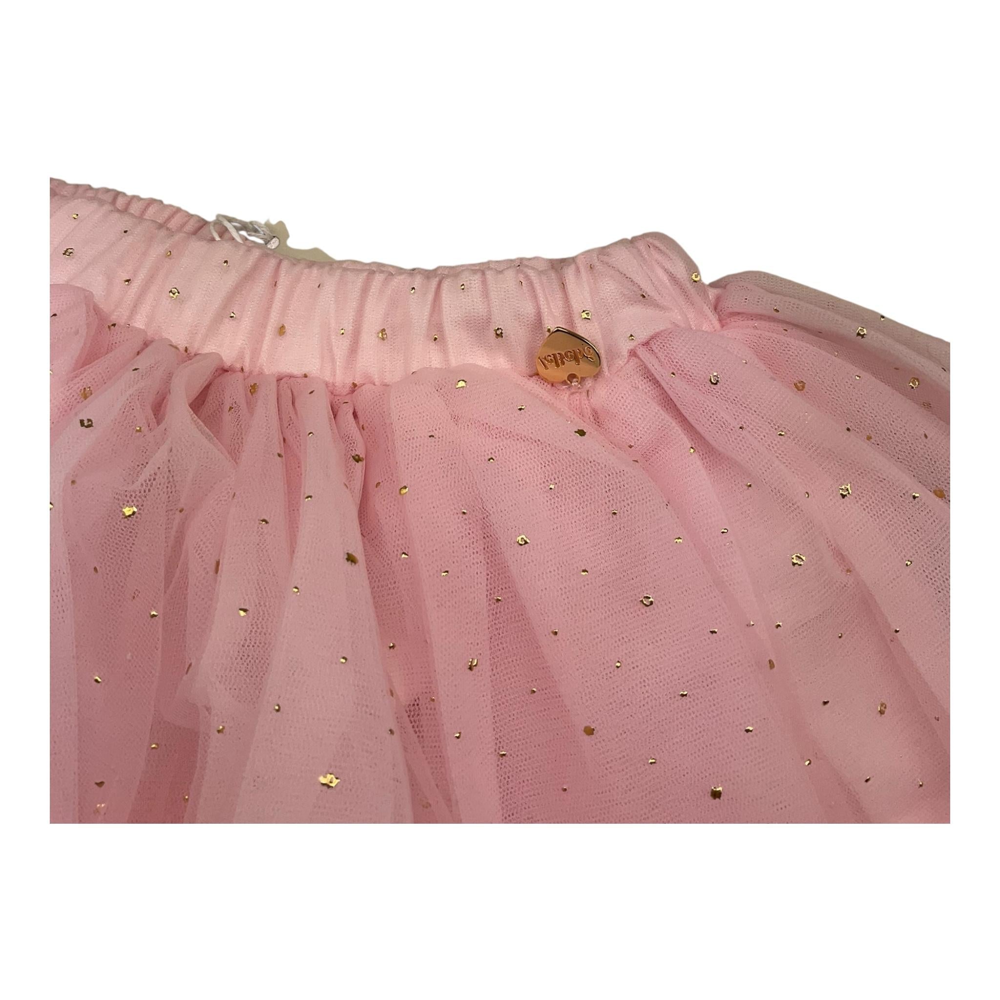 LE BEBE' gonna tinta unita con tulle Rosa per Neonata LBG5494 ROSA LE BEBE'