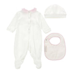 MONNALISA set tutina tinta unita con stampa-cappello-bavetta Bianco per Neonata 35D500X BIANCO MONNALISA