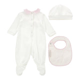 MONNALISA set tutina tinta unita con stampa-cappello-bavetta Bianco per Neonata 35D500X BIANCO MONNALISA