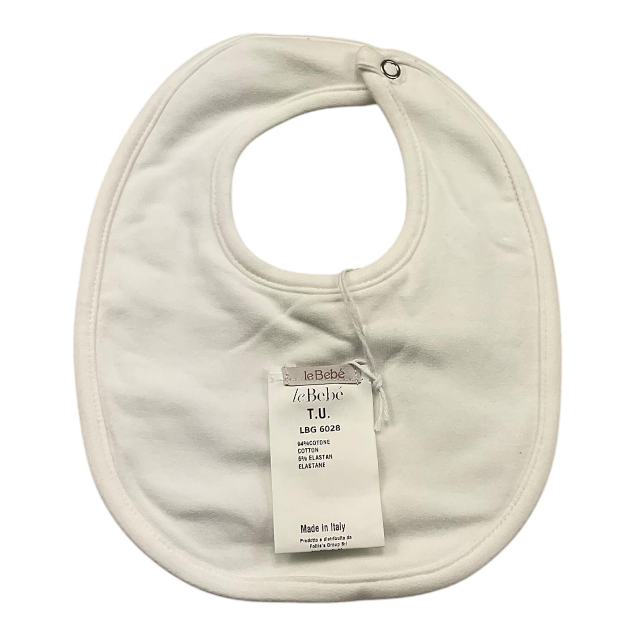 LE BEBE' bavetta tinta unita con logo Bianco per Neonata LBG6028 BIANCO LE BEBE'