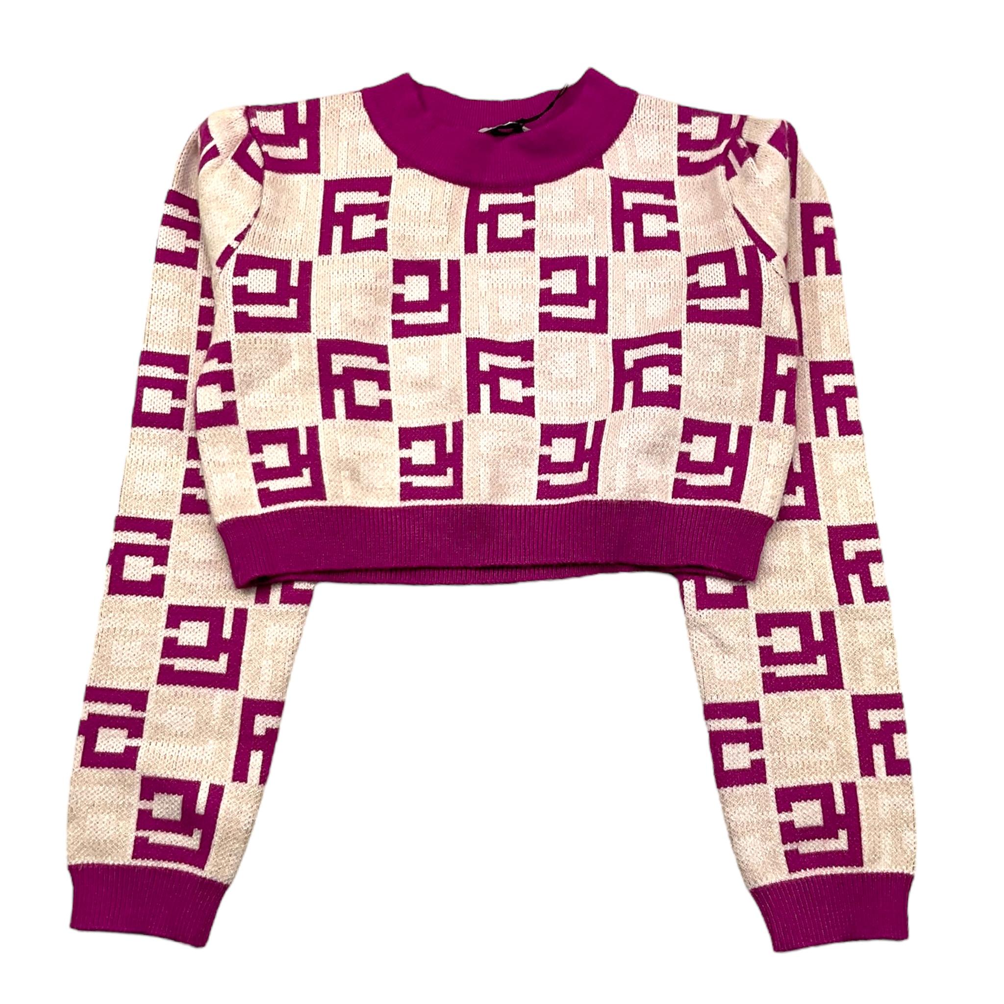 JANICE maglia girocollo bicolore con stampe Viola per Bambina JN573B VIOLA JANICE
