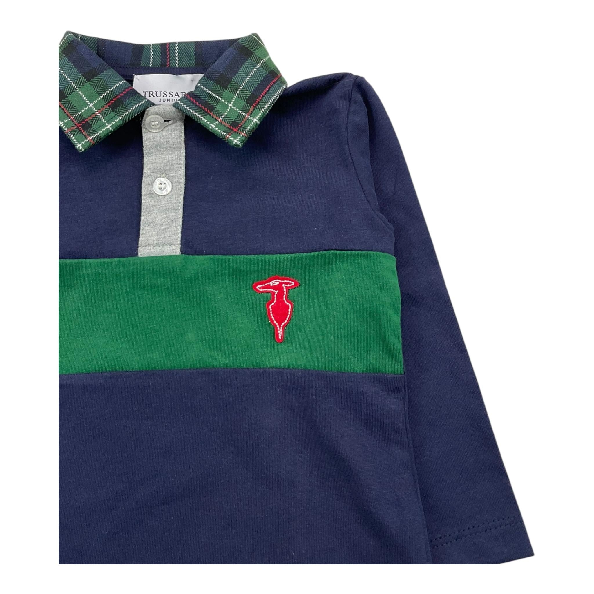 TRUSSARDI polo manica lunga tinta unita con colletto in contrasto Blu per Neonato TIA25043PO BLU TRUSSARDI