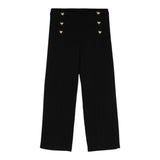 MOSCHINO pantalone tinta unita modello palazzo con bottoni in contrasto Nero per Bambina HDP05YX NERO MOSCHINO