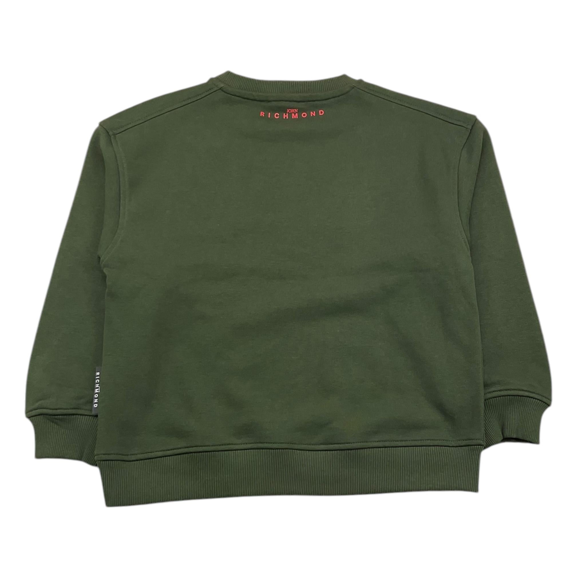 JOHN RICHMOND felpa chiusa girocollo tinta unita con ricami Verde per Bambina RGA25127FE VERDE JOHN RICHMOND