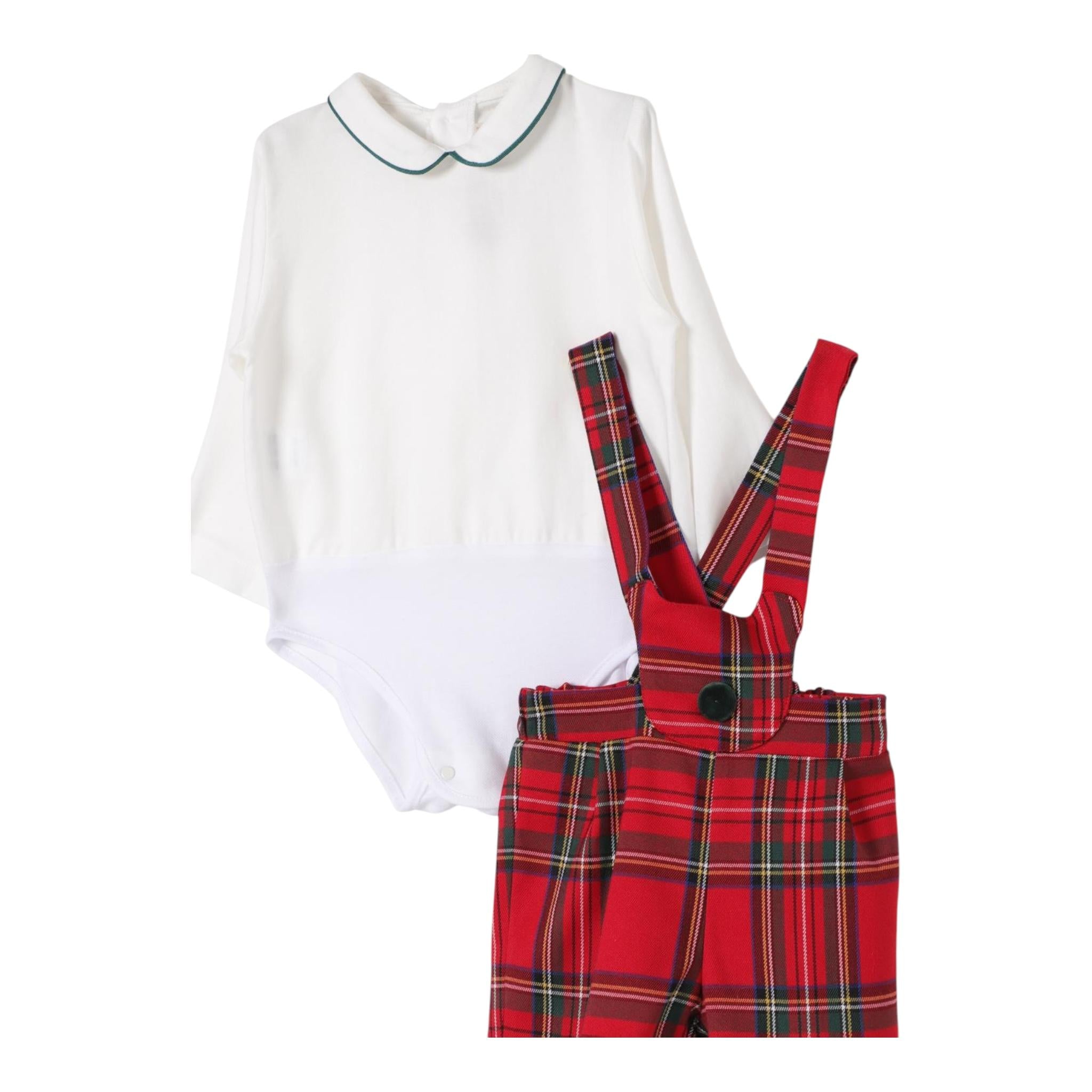 LA STUPENDERIA completo 2pz salopette-body bicolore Bianco/rosso per Neonata TBCT07F BIANCO/ROSSO LA STUPENDERIA