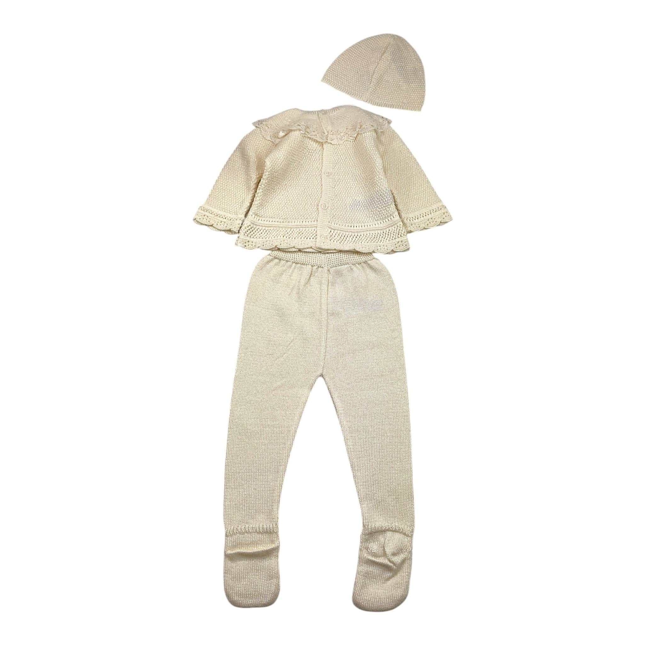 PAZ RODRIGUEZ completo 3 pz maglia-ghettina-cappello Panna per Neonata 016121261 PANNA PAZ RODRIGUEZ