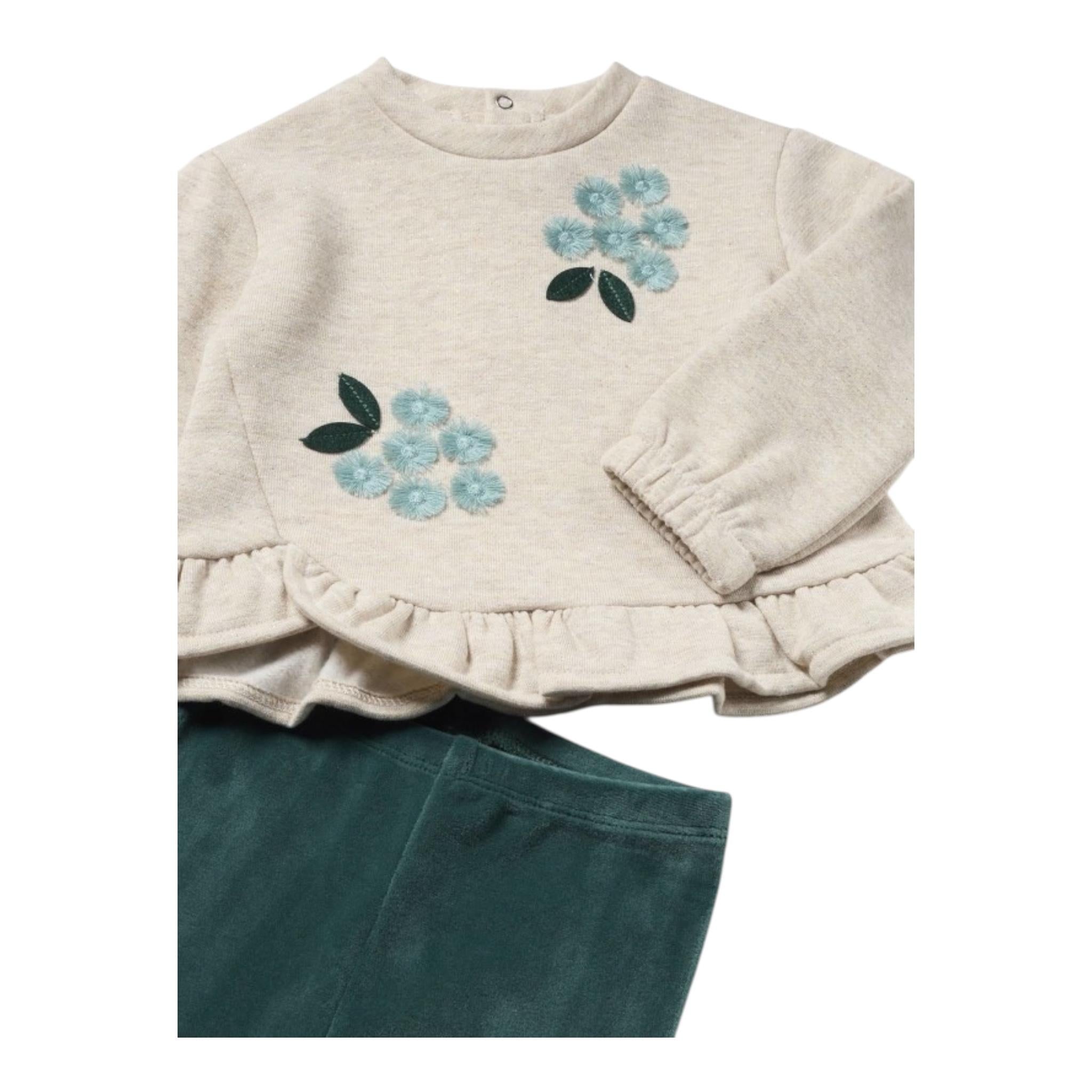 MAYORAL completo 2pz felpa-leggins bicolore Beige/verde per Bambina 2706J BEIGE/VERDE MAYORAL