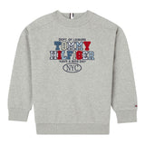 TOMMY HILFIGER felpa girocollo tinta unita con stampa Grigio per Bambino KB0KB090599 GRIGIO TOMMY HILFIGER