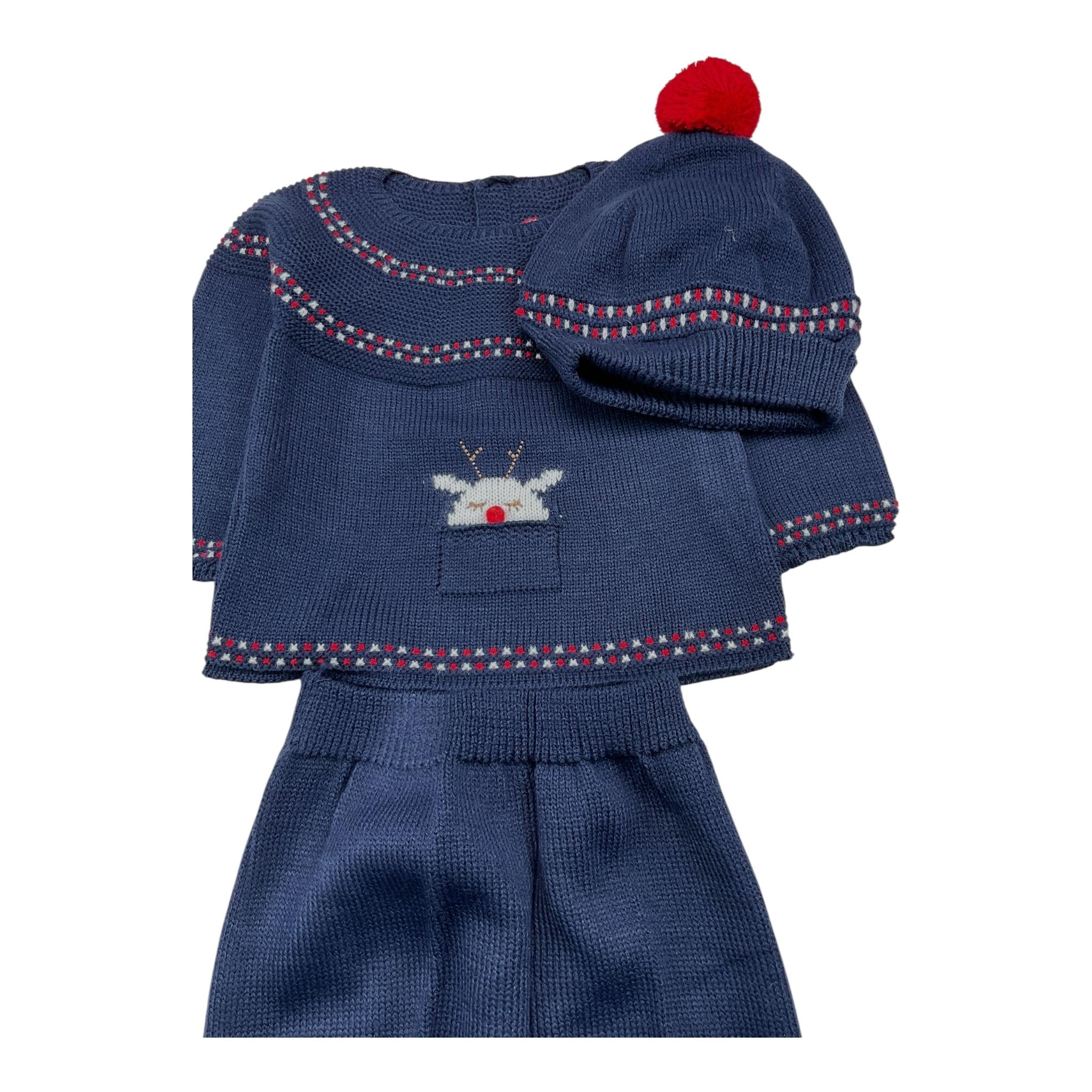 MAC ILUSIO'N completo 3 pezzi maglia-ghettina-cappello Blu per Neonata 9421 BLU MAC ILUSIO'N