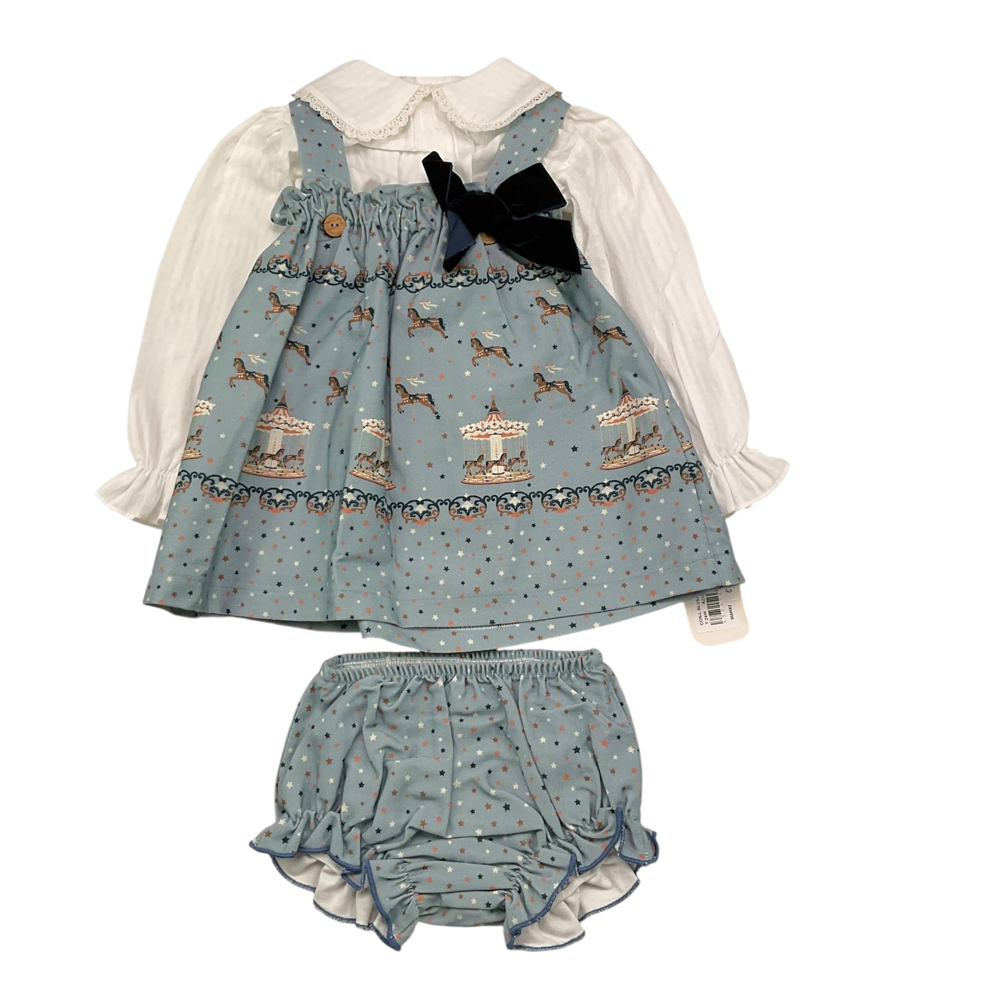 VALENTINA BEBES abito-camicia bicolore Azzurro per Neonata MAR82X AZZURRO VALENTINA BEBES