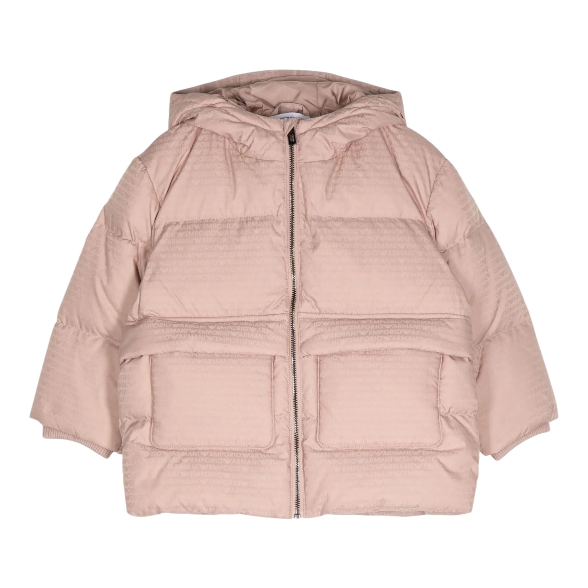 EMPORIO ARMANI giubbino tinta unita con cappuccio e loghi Rosa per Neonata 6DHKJ3A ROSA EMPORIO ARMANI