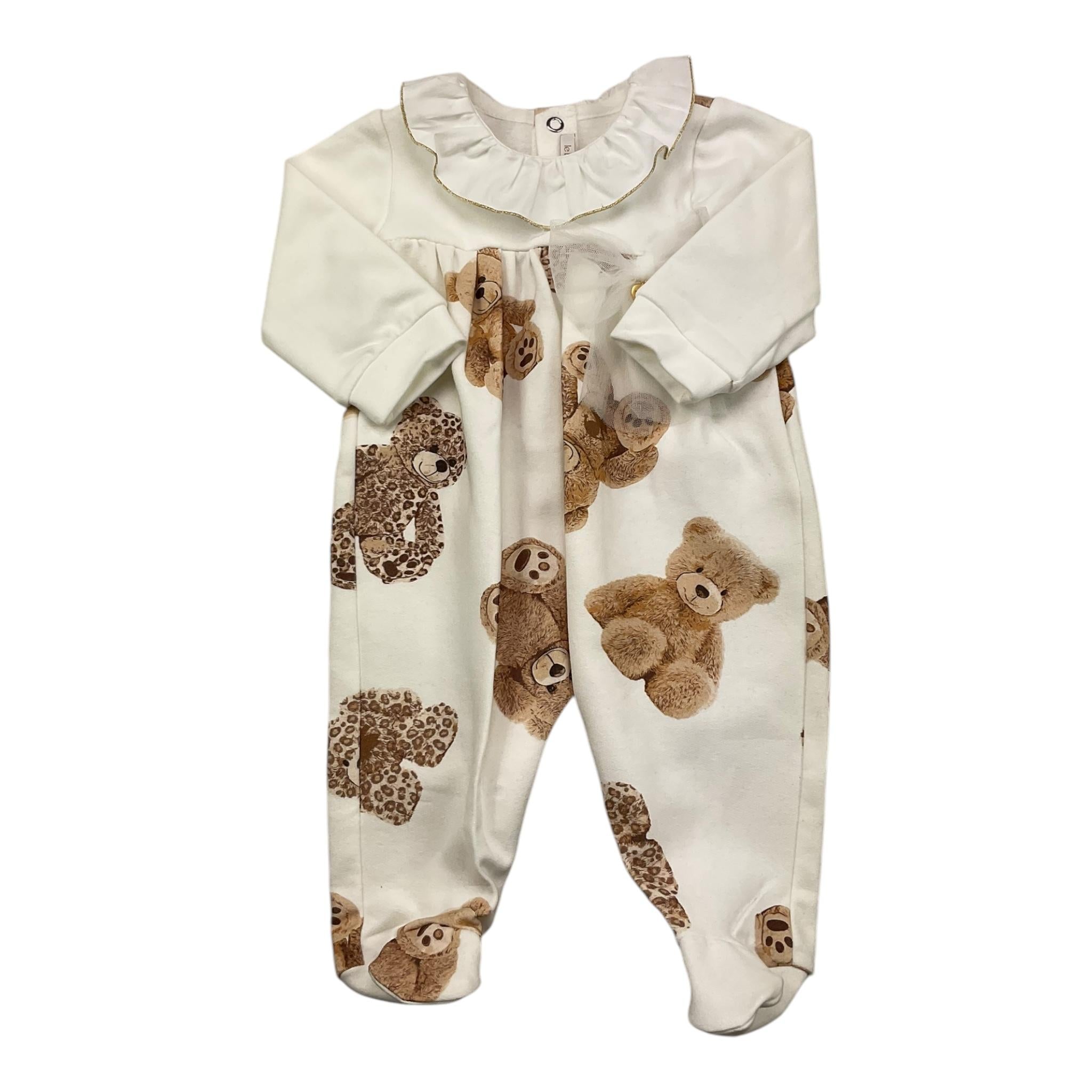 LE BEBE' tutina tinta unita con stampa Bianco per Neonata LBG6037 BIANCO LE BEBE'