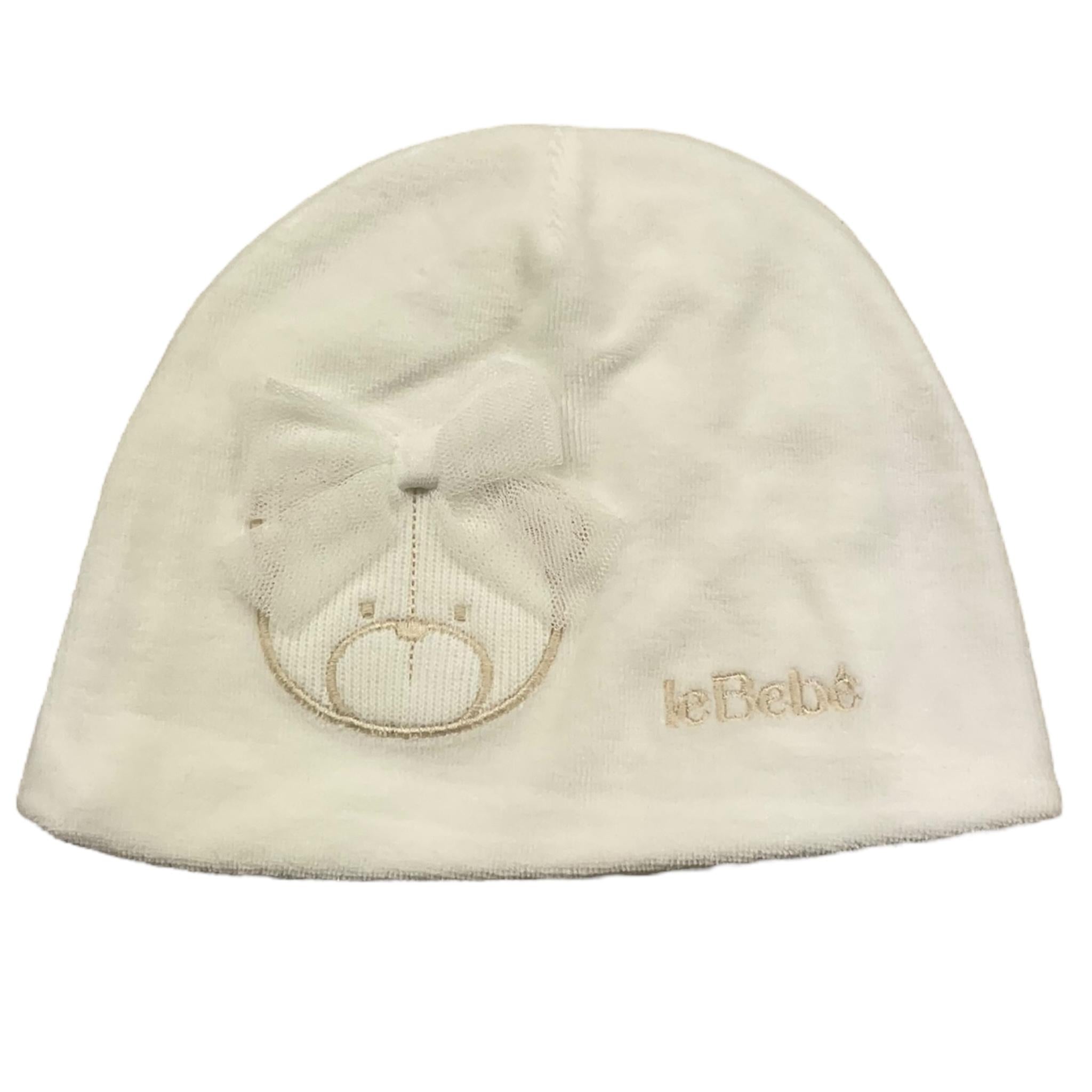 LE BEBE' cappell in ciniglia tinta unita con fiocco Bianco per Neonata LBG5938 BIANCO LE BEBE'