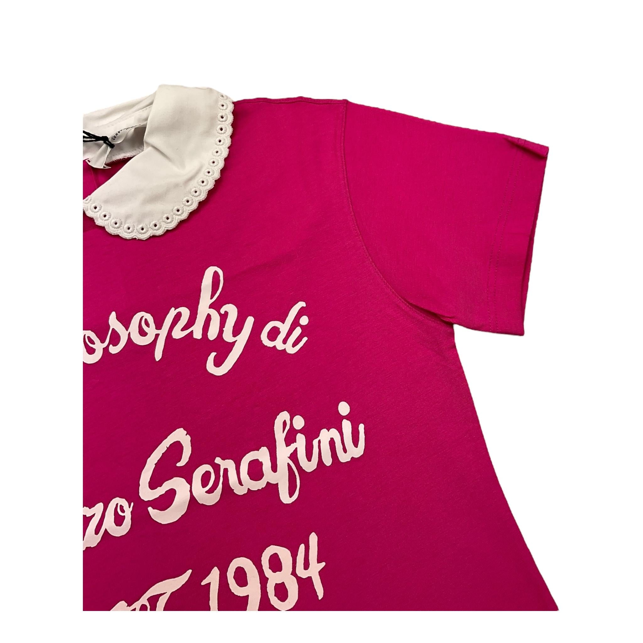 PHILOSOPHY t-shirt tinta unita con colletto in contrasto Fuxia per Bambina PFTS005 FUXIA PHILOSOPHY