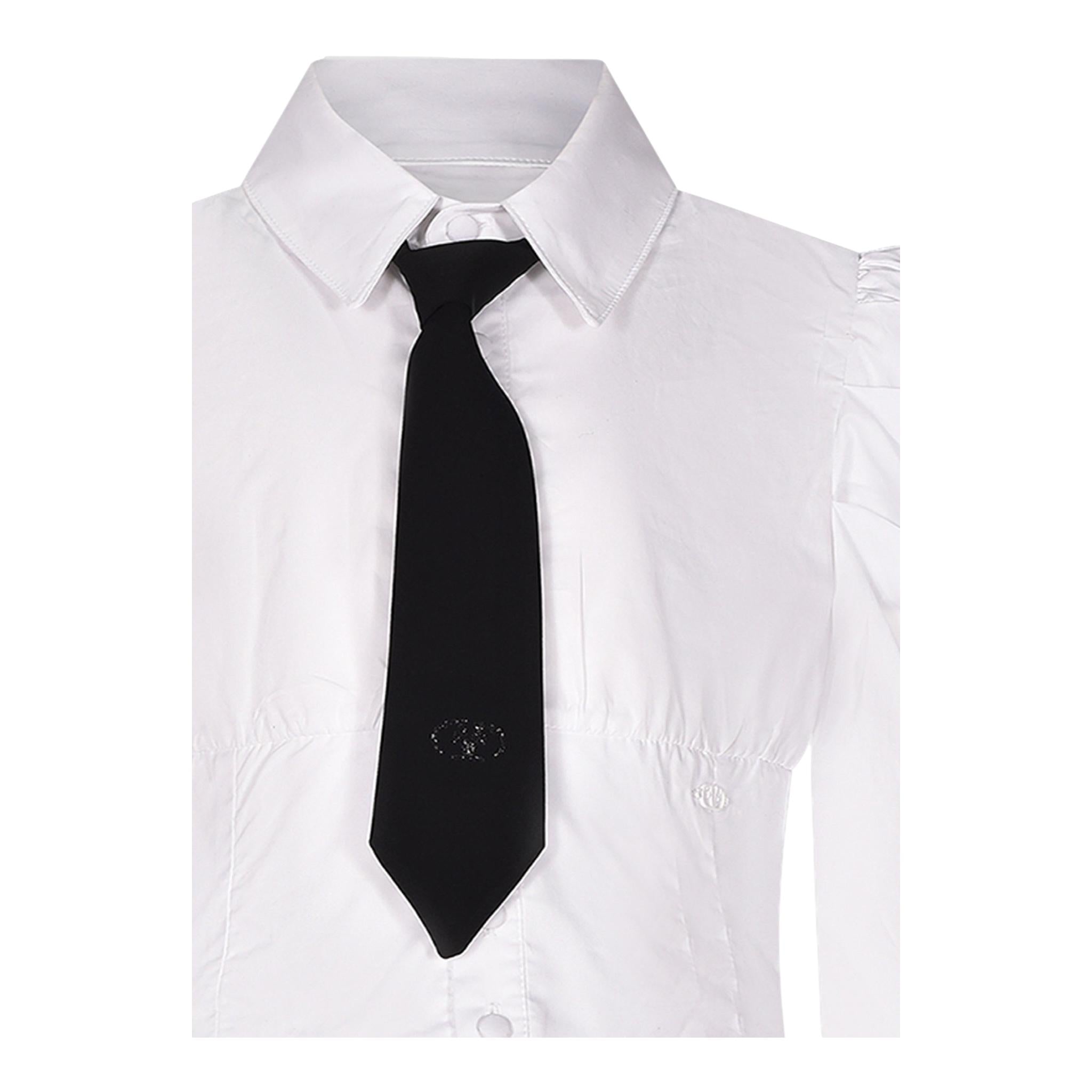 FUN & FUN camicia manica lunga tinta unita con cravatta Bianco per Bambina FJSH00449X BIANCO FUN & FUN
