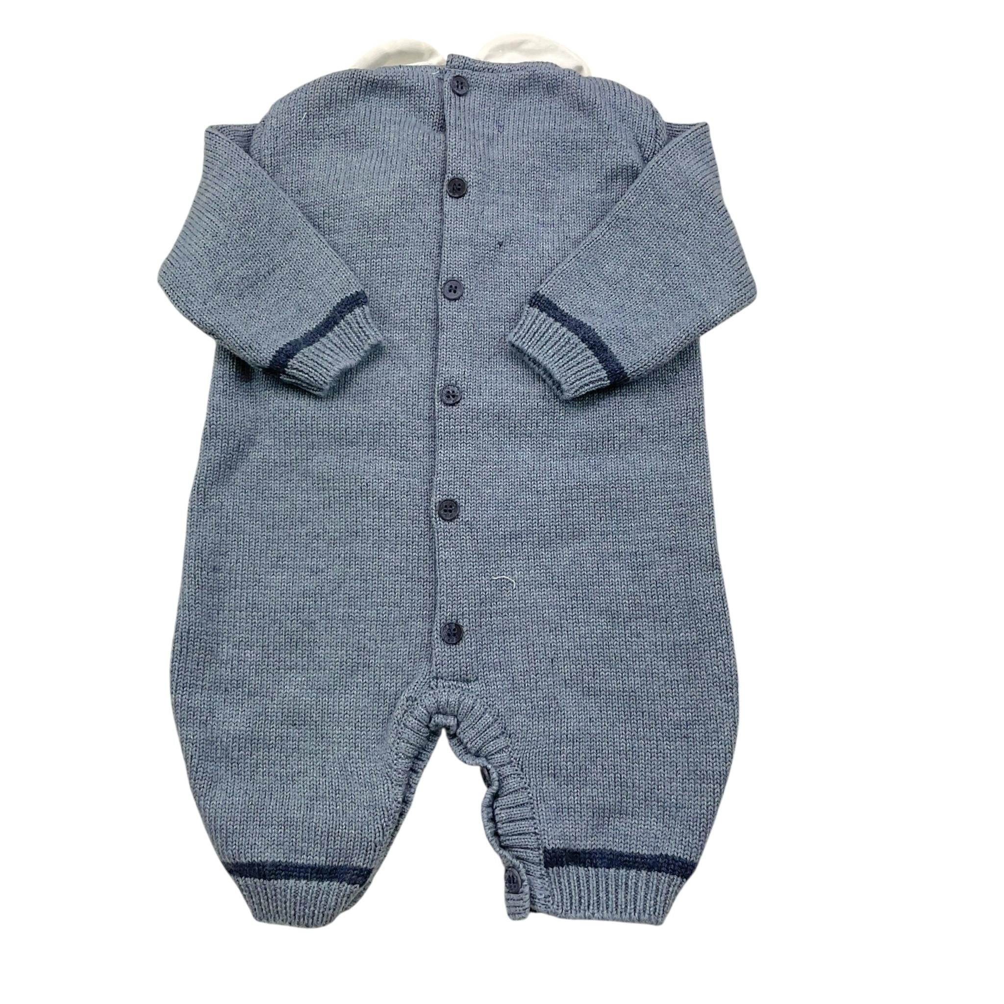 BARCELLINO tutina tinta unita con colletto in contrasto Blu per Neonato 115301 BLU BARCELLINO