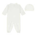 MONNALISA set tutina tinta unita con stampa-cappello Bianco per Neonata 35D502 BIANCO MONNALISA