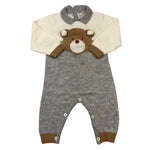 LE BEBE' tutina manica lunga bicolore con orso Panna/grigio per Neonato LBG5424 PANNA/GRIGIO LE BEBE'