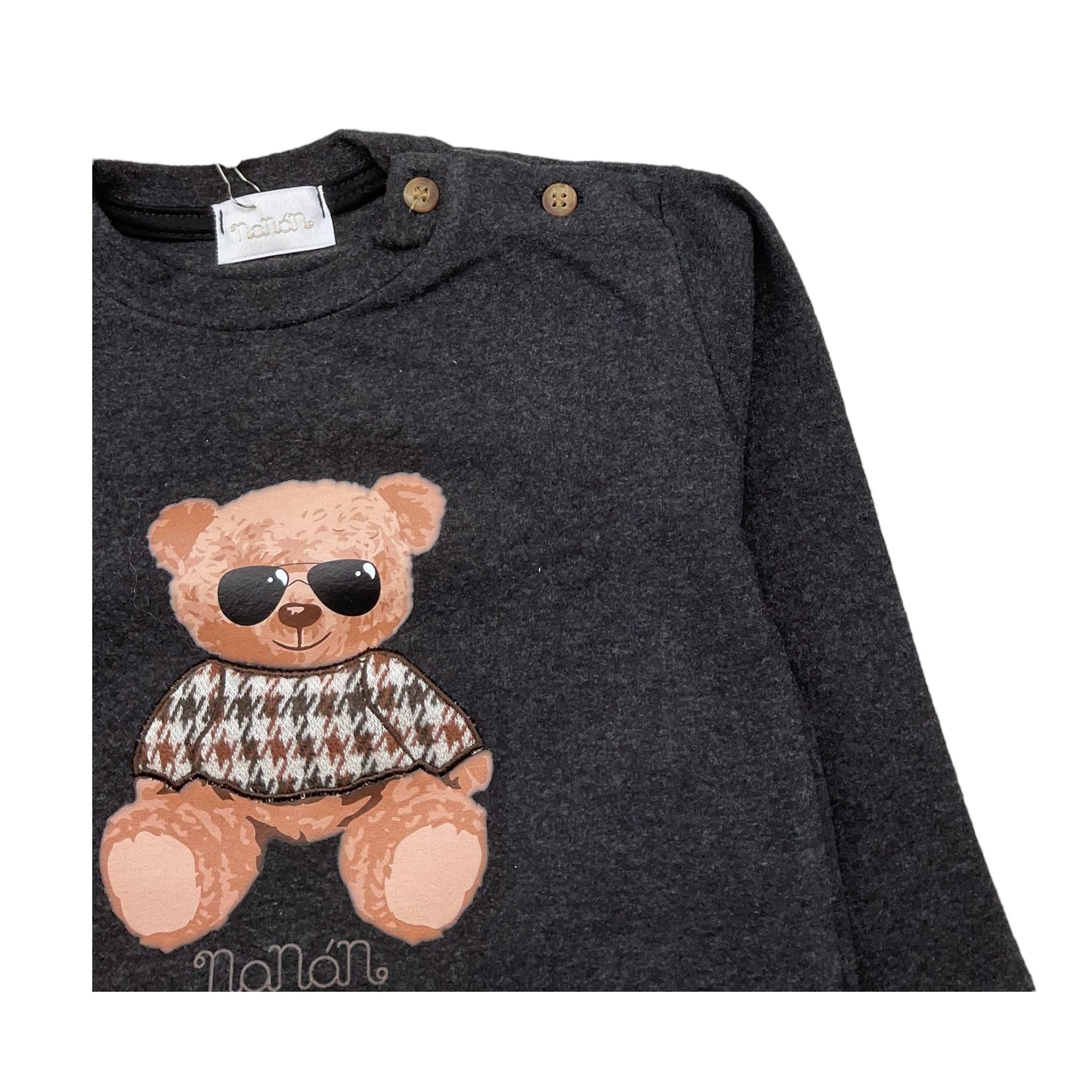 NANAN shirt girocollo tinta unita con stampa in contrasto Nero per Bambino I2423818NJ NERO NANAN