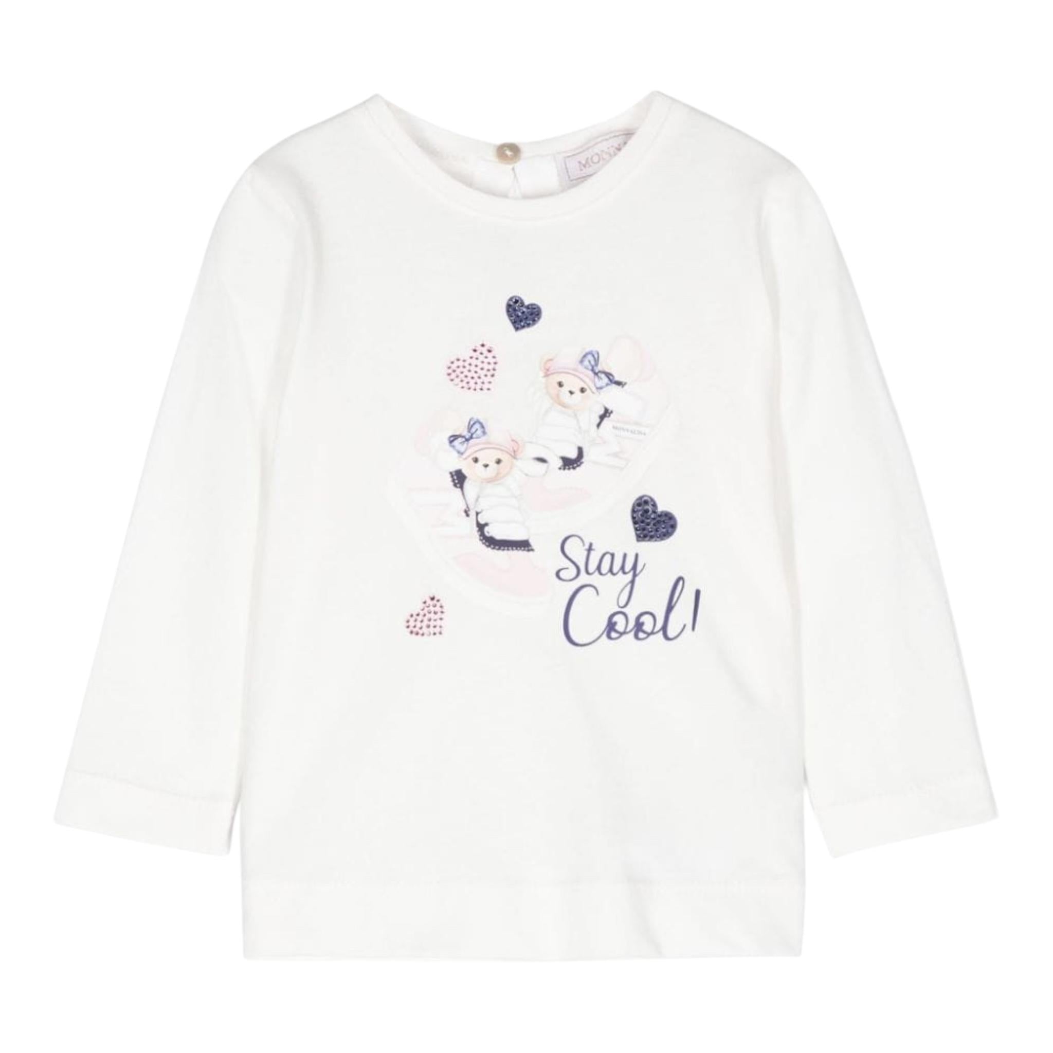 MONNALISA shirt girocollo tinta unita con stampa Bianco per Neonata 39D614 BIANCO MONNALISA