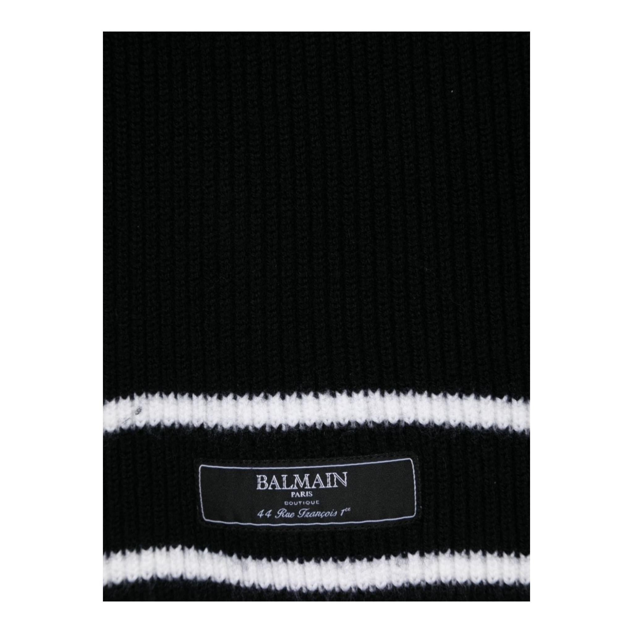BALMAIN sciarpa tinta unita con stampa logo Nero per Bambino BV0P73 NERO BALMAIN