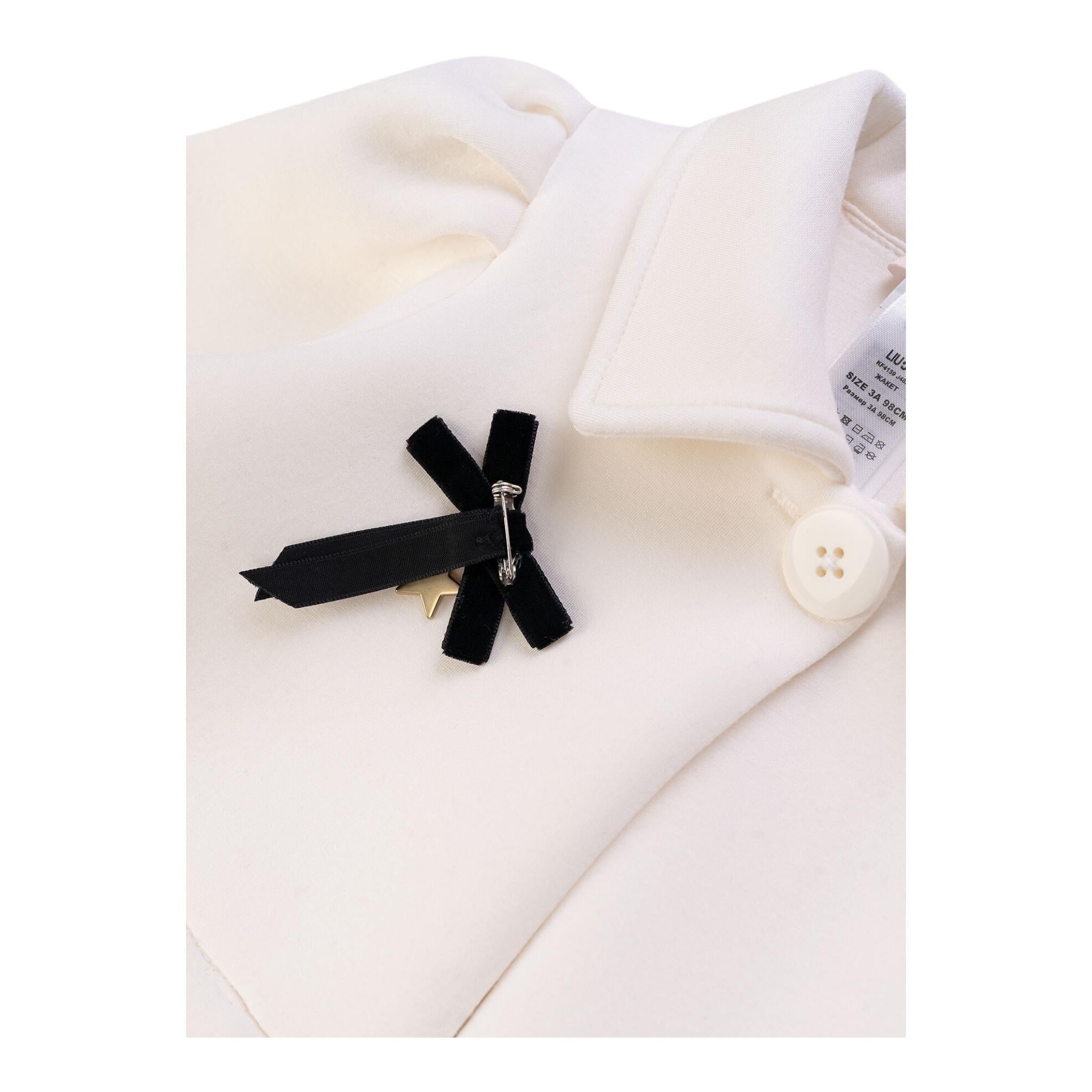 LIU JO giacca tinta unita modello crop con fiocco in contrasto Panna per Bambina KF4139 PANNA LIU JO
