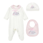 MONNALISA set tutina tinta unita con stampa-cappello-bavetta Bianco per Neonata 35D500X BIANCO MONNALISA