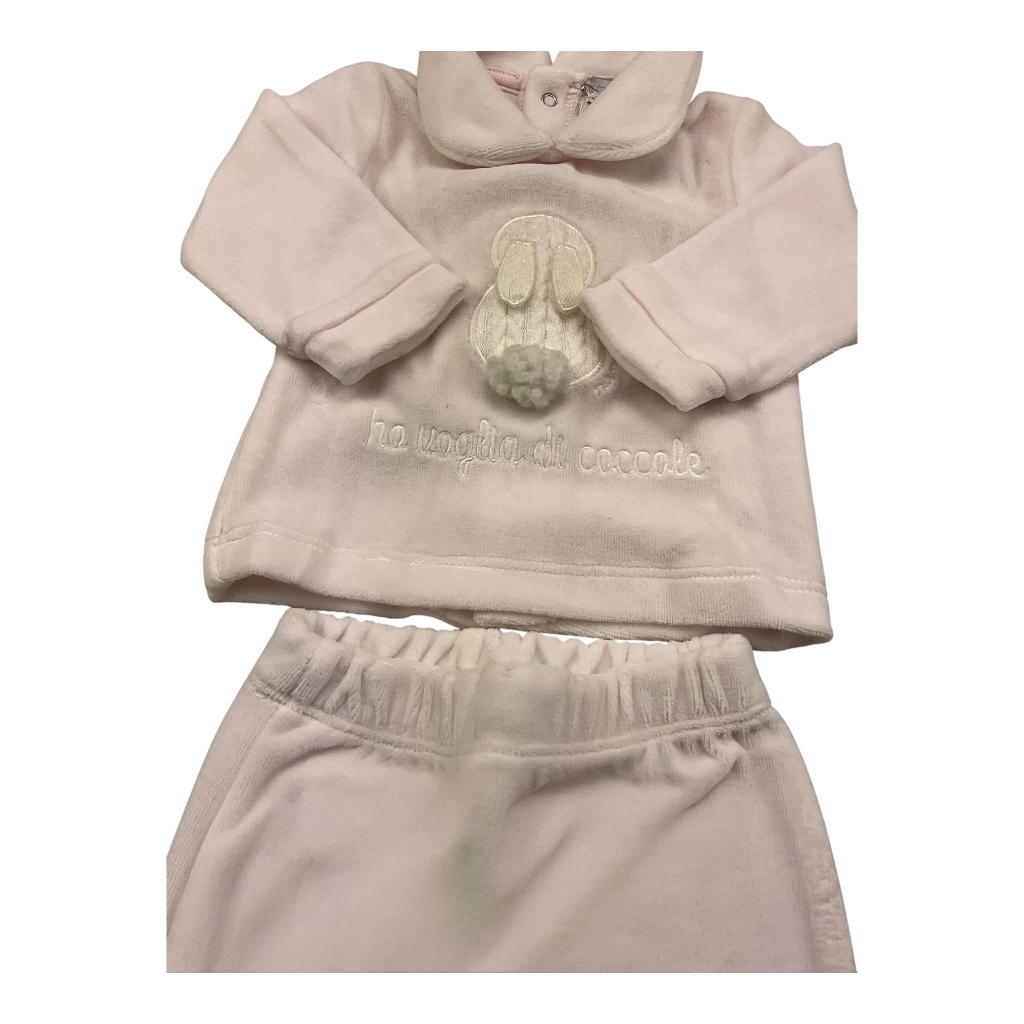 NANAN completo 2 pezzi maglia-ghettina in ciniglia Rosa per Neonata I2201401R ROSA NANAN